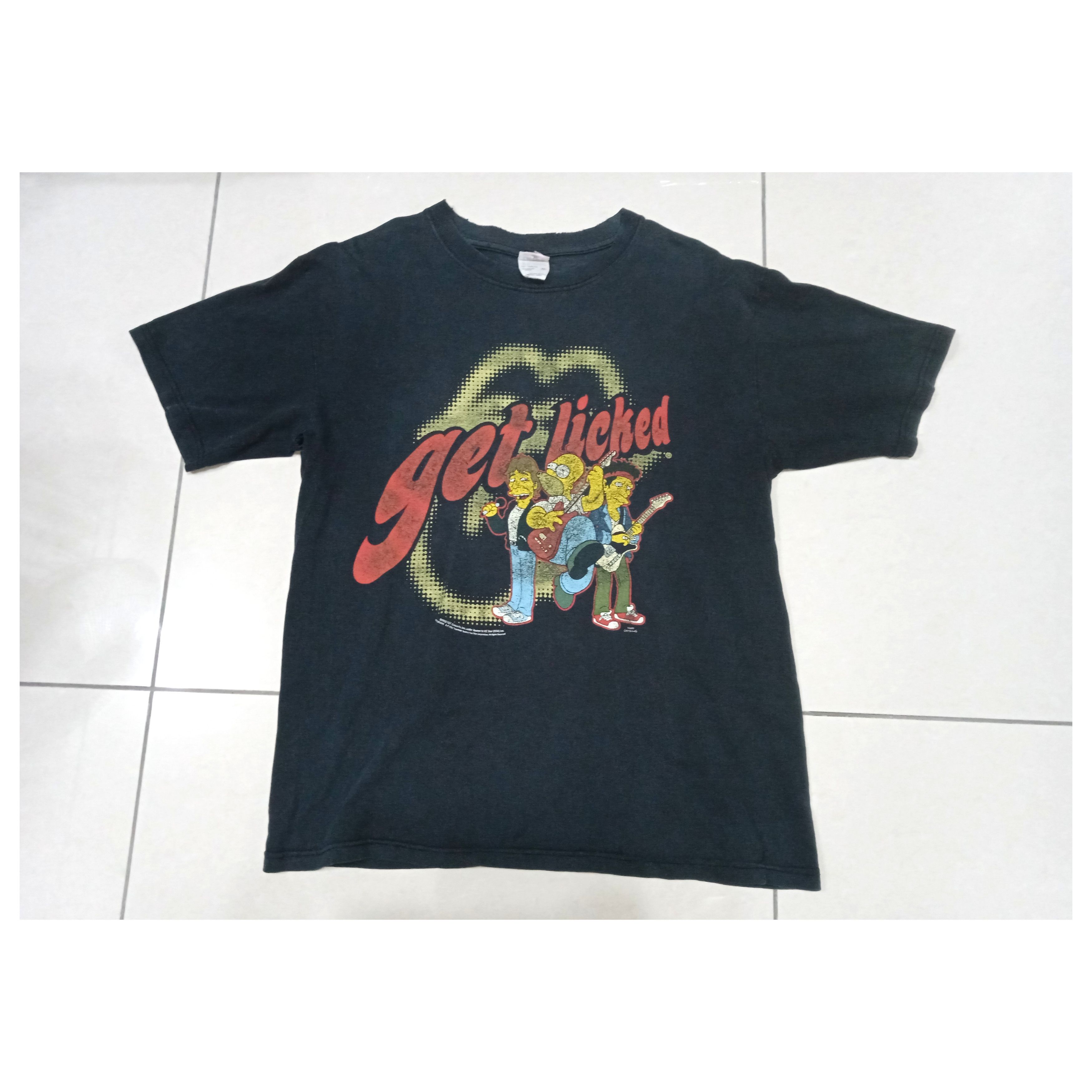image of Band Tees x Vintage 2000S Homer Simpson Rolling Stones T-Shirt in Black, Men's (Size Medium)