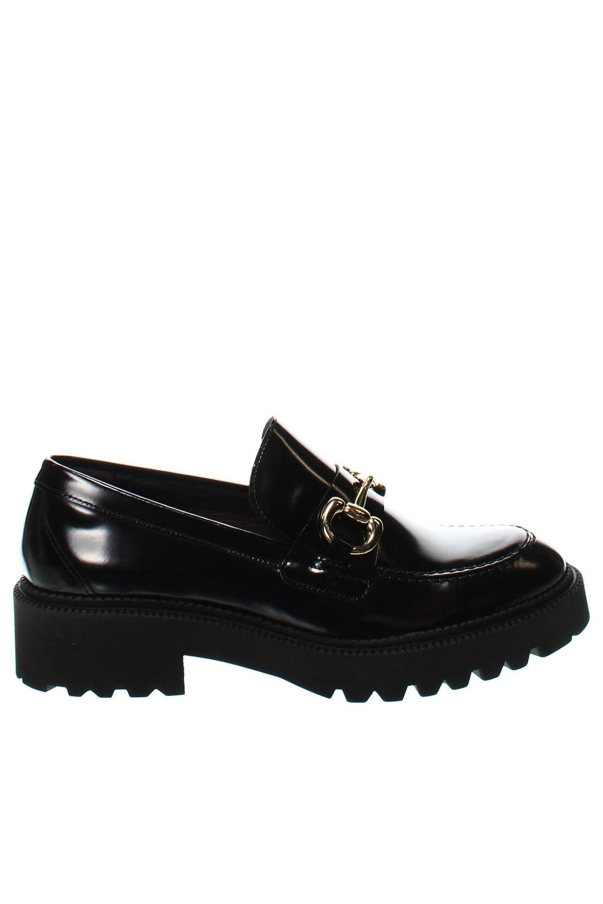 Black Leather Loafer Flats