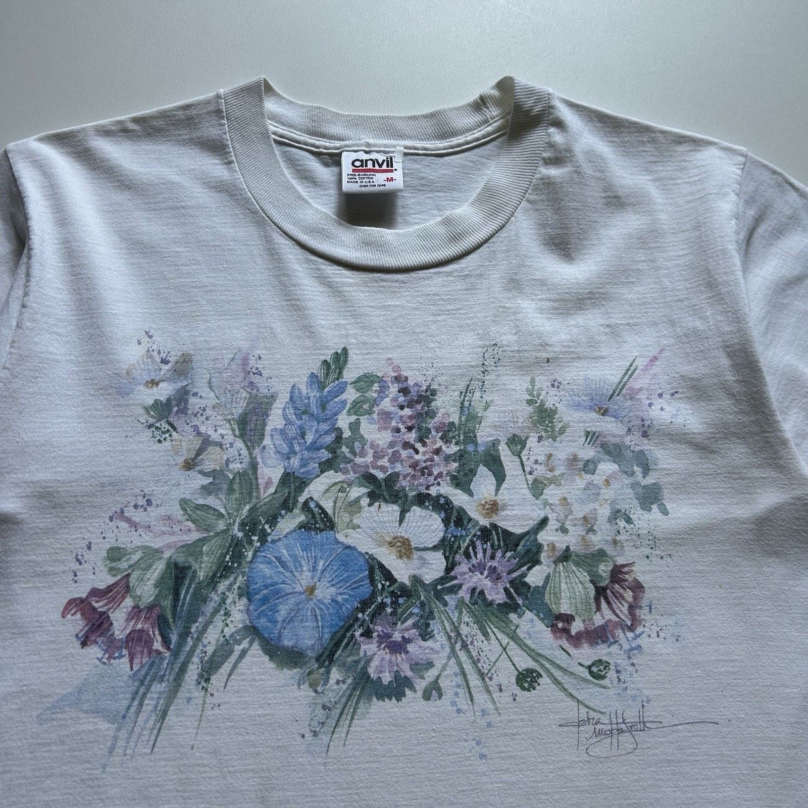 Anvil Vintage 90s Flower Plant Floral T Shirt Medium Made In USA Size US M / EU 48-50 / 2 - 2 Thumbnail