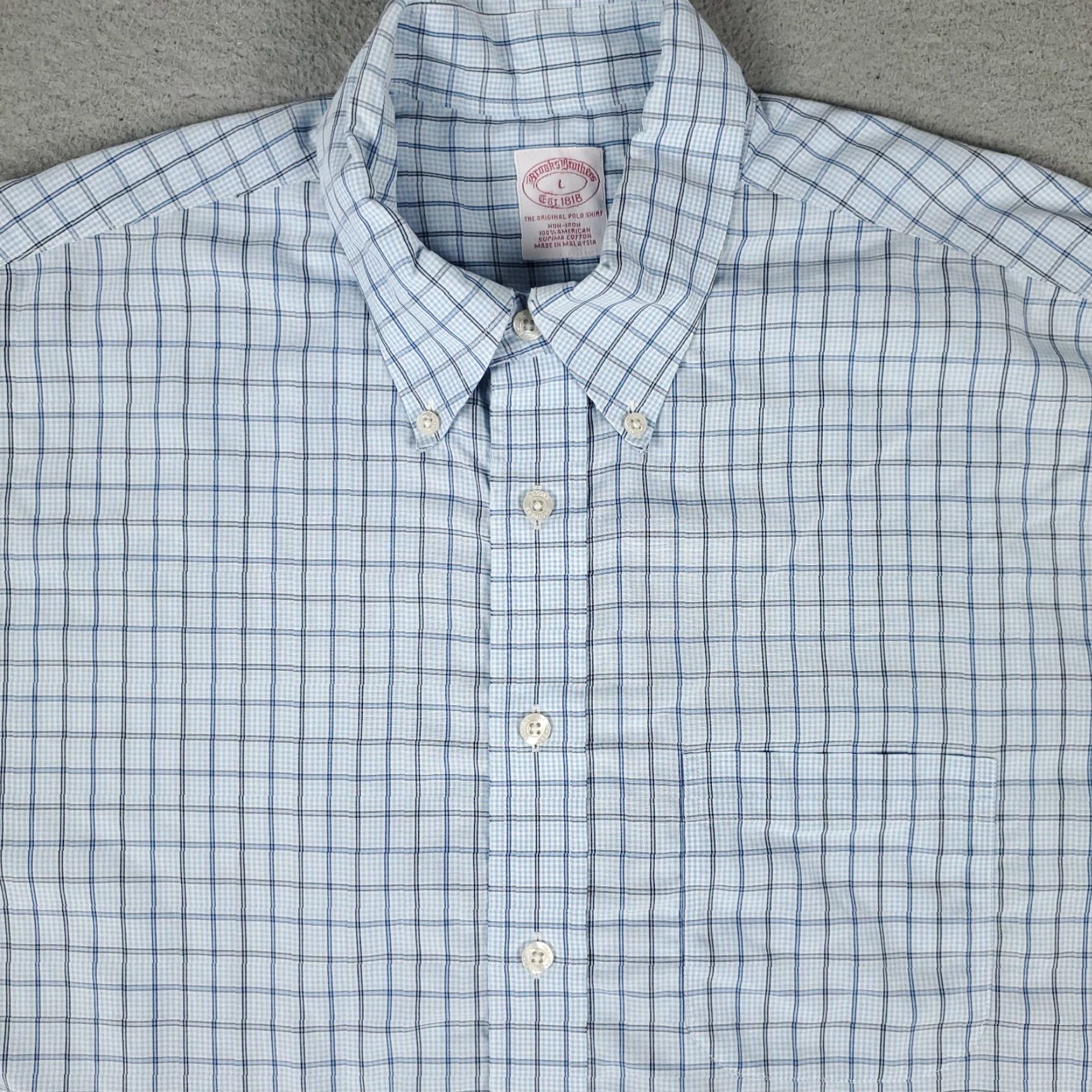 Brooks Brothers VINTAGE Brooks Brothers Shirt Men Large Blue Plaid Casual Button-Up Short Sleeve - Regular, Cotton, 346 Brand, Men’s Shirt Size US L / EU 52-54 / 3 - 2 Thumbnail
