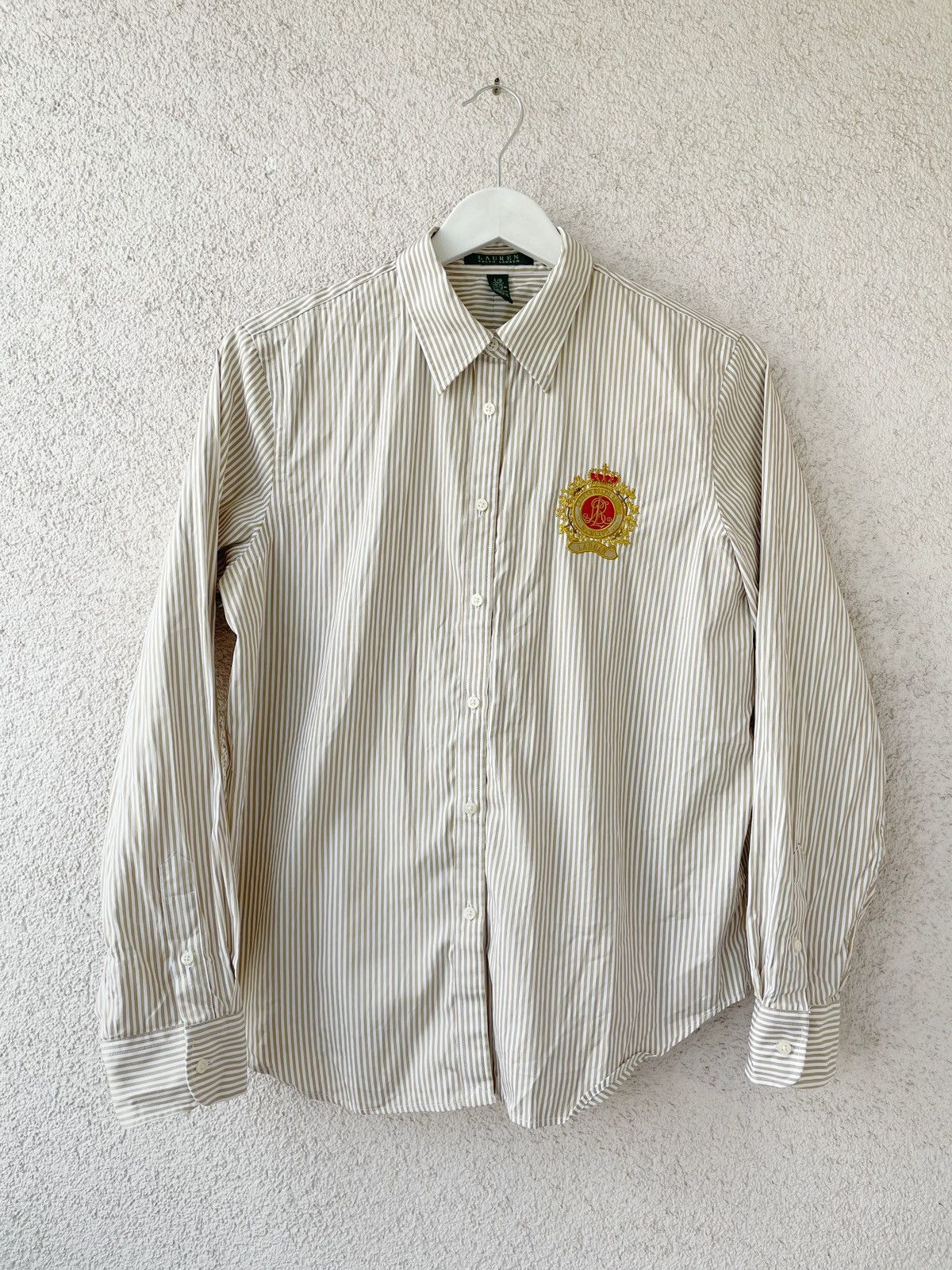 Polo Ralph Lauren × Vintage Ralph Lauren Women Vintage Stripe Shirt Size L Big Logo Size L / US 10 / IT 46 - 1 Thumbnail