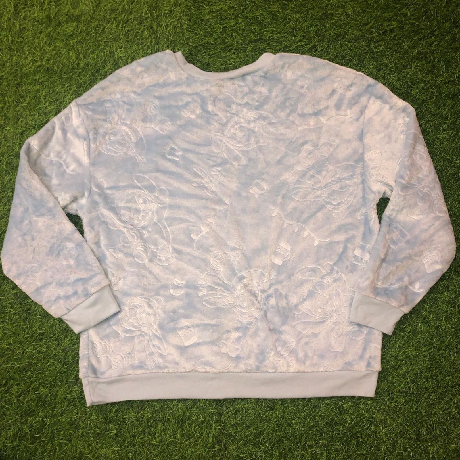 Disney Disney Light Blue Stitch Graphic Fuzzy Pattern Crewneck Size US XXL / EU 58 / 5 - 3 Thumbnail