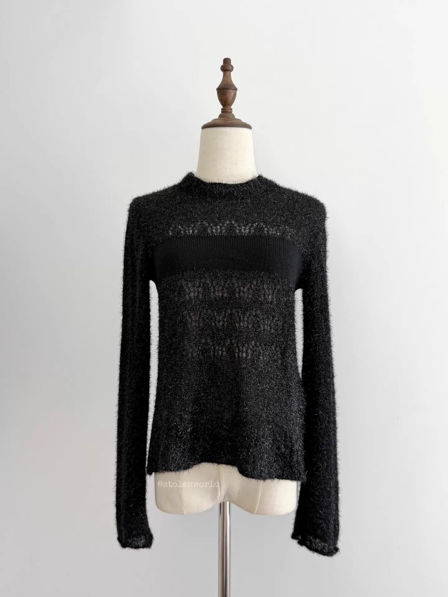 Comme des Garcons Comme des Garçons 99 Tricot Knit Top Blk Shimmer Wool-Panel Size ONE SIZE - 1 Thumbnail