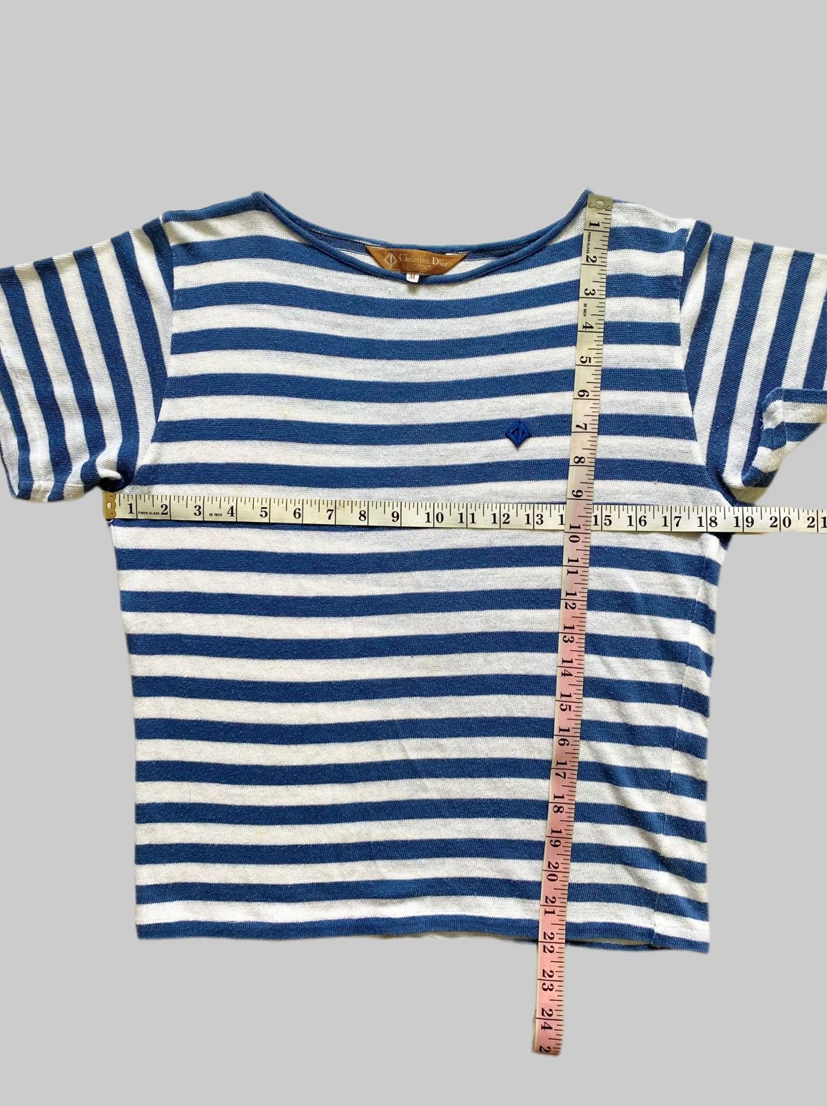 Christian Dior Monsieur Vintage 80s Christian Dior Sports Striped Cropped Shirt Size M / US 6-8 / IT 42-44 - 4 Thumbnail