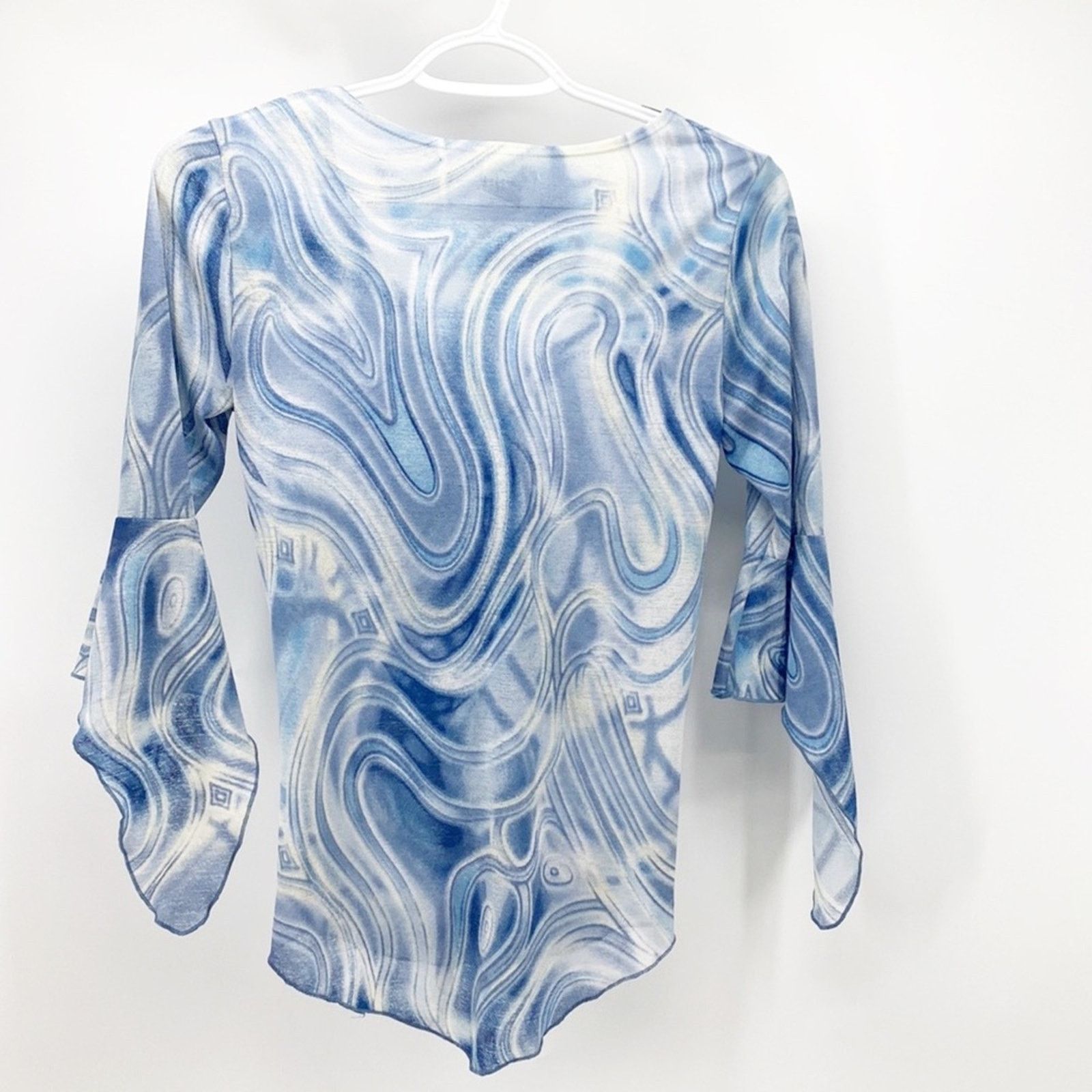 Other Retro Y2K marbled semi sheer adjustable top flowy sz S Size S / US 4 / IT 40 - 7 Thumbnail