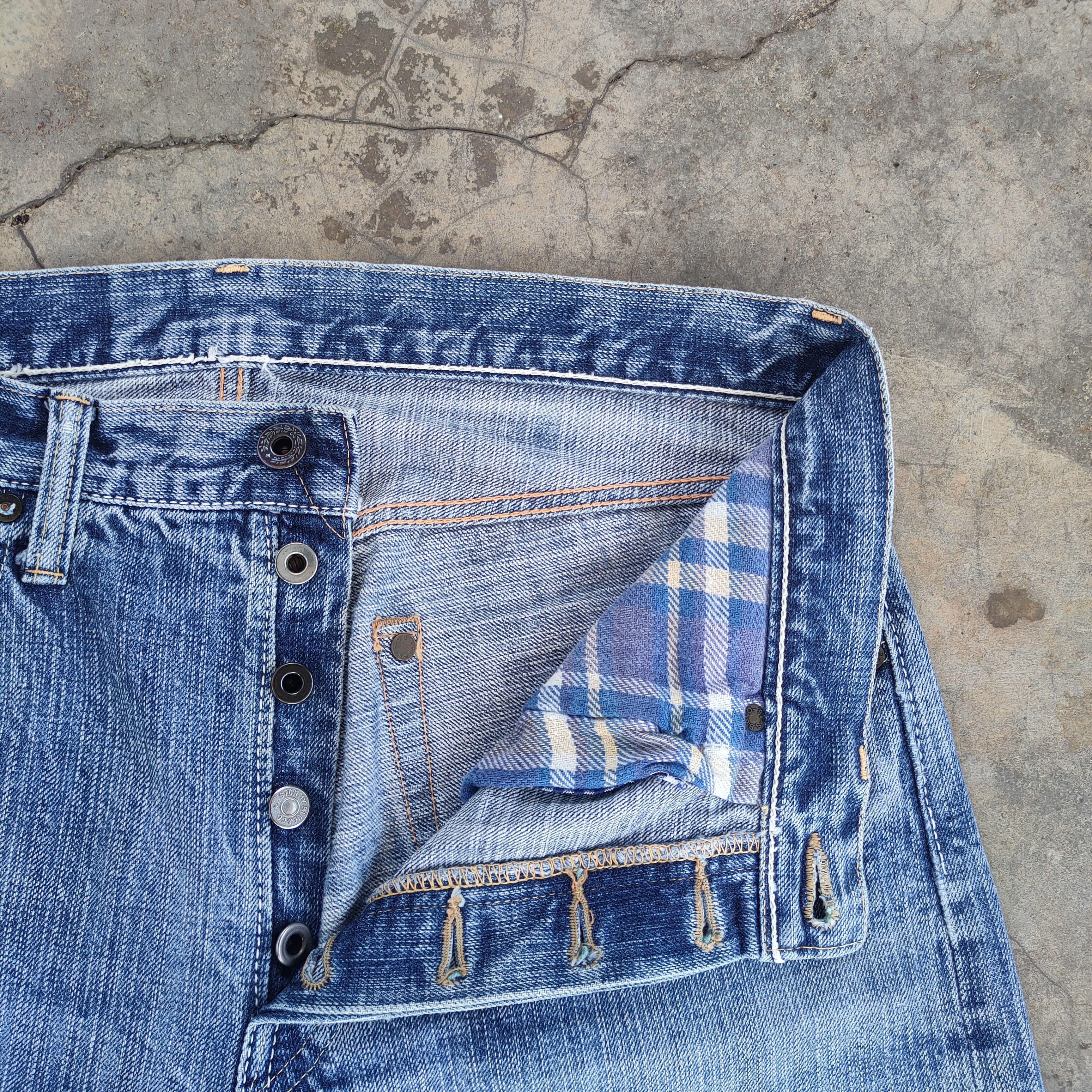 Japanese Brand VINTAGE STORMYBLUE SALVEDGE BUTTON FLY FADED JEANS DENIM Size US 32 / EU 48 - 7 Thumbnail