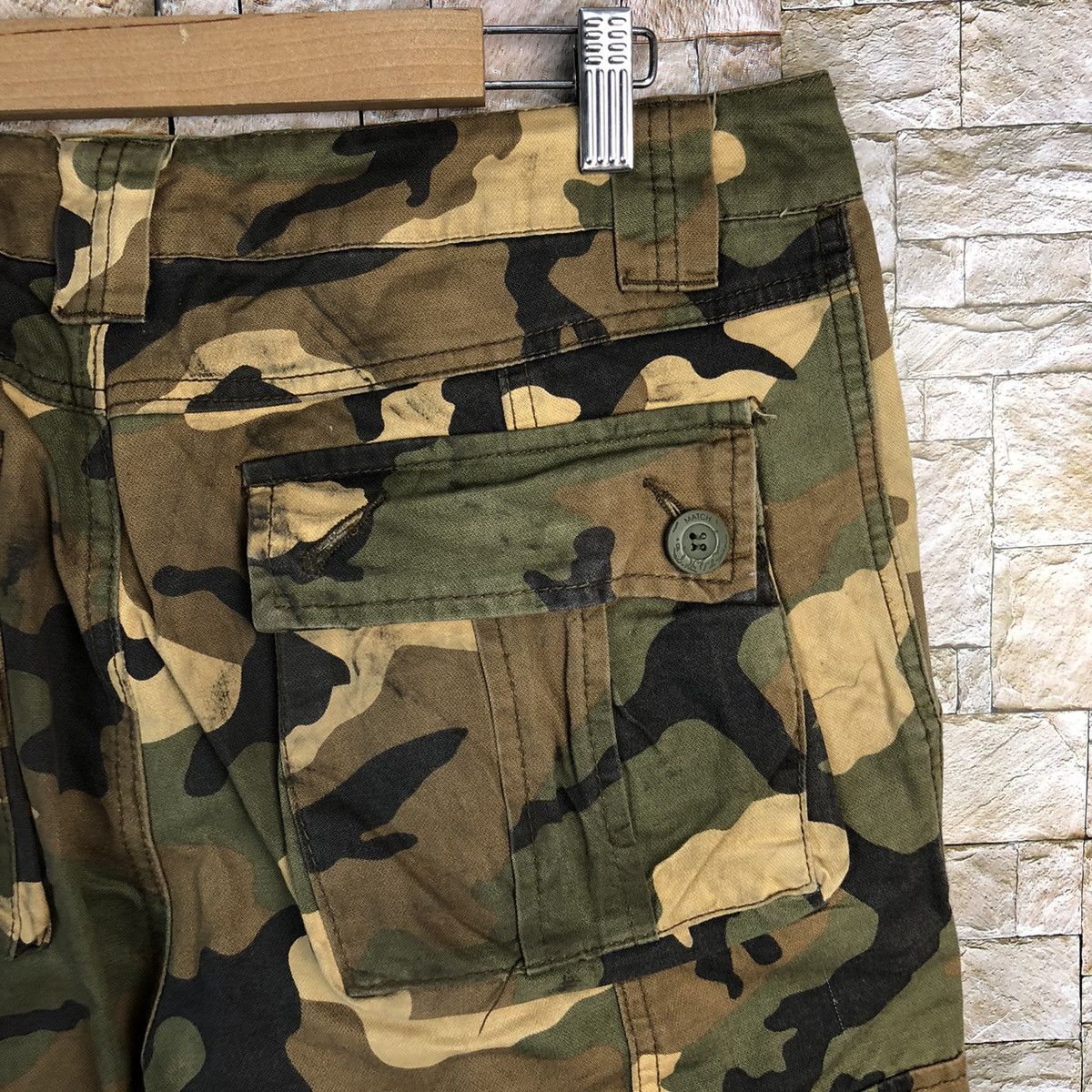 Japanese Brand Matchstick Camo Brown Cargo Multipocket Pants #A138 Size US 31 - 22 Thumbnail