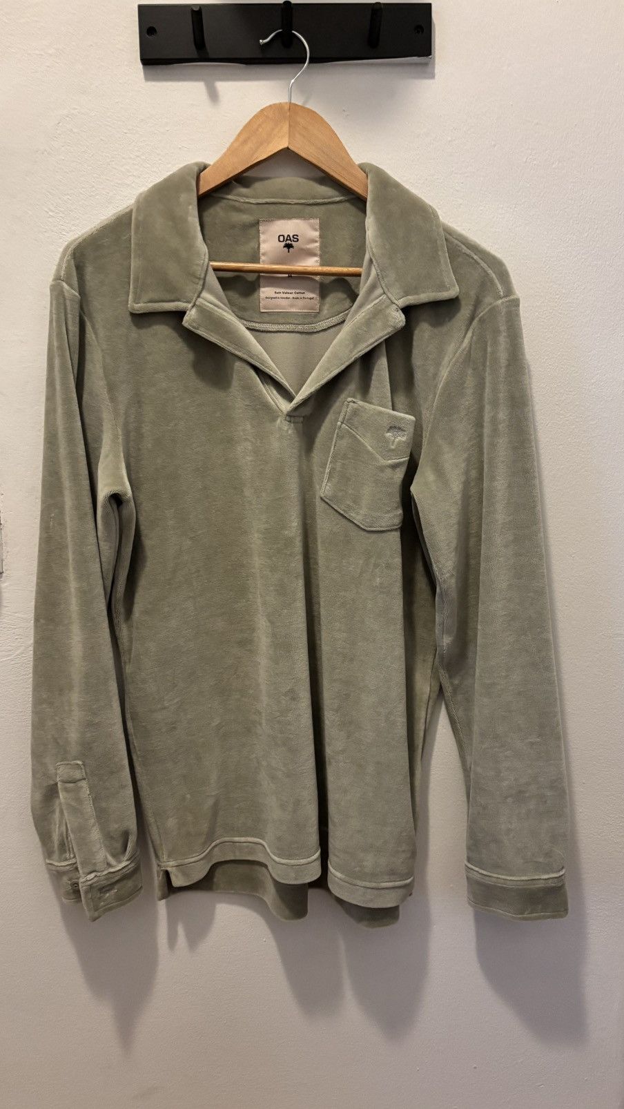 OAS OAS Velour Long-Sleeve Polo Short Green Size US M / EU 48-50 / 2 - 1 Thumbnail