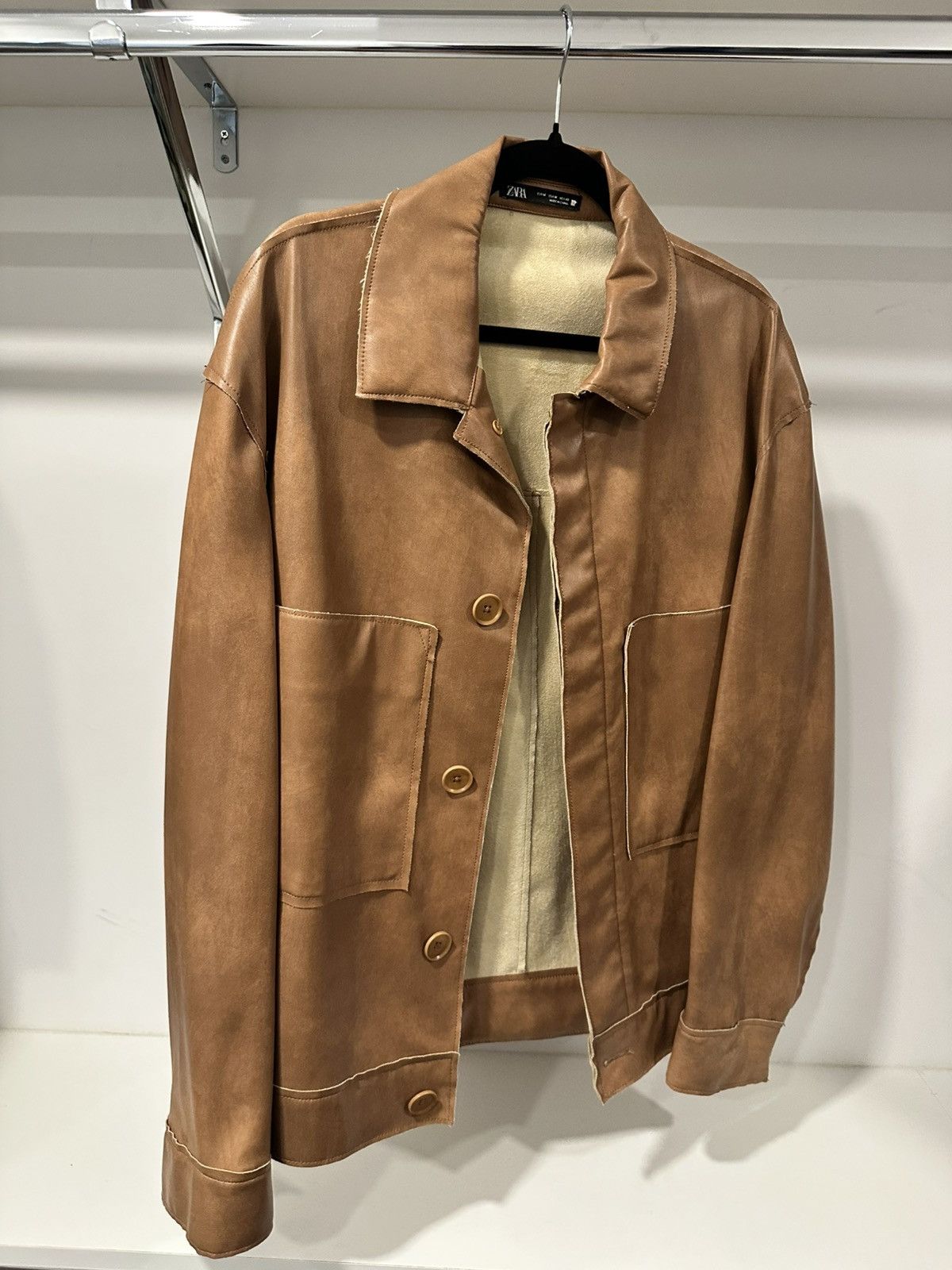 Zara Zara Faux Leather Shirt Jacket Size US M / EU 48-50 / 2 - 2 Thumbnail
