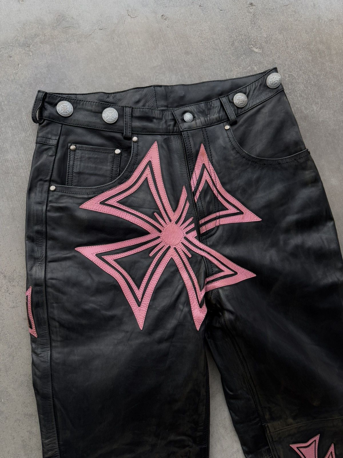 Vale Vale Forever Leather Croxxx Denim – Black / Pink 30 NWT Rare Size US 30 / EU 46 - 4 Thumbnail