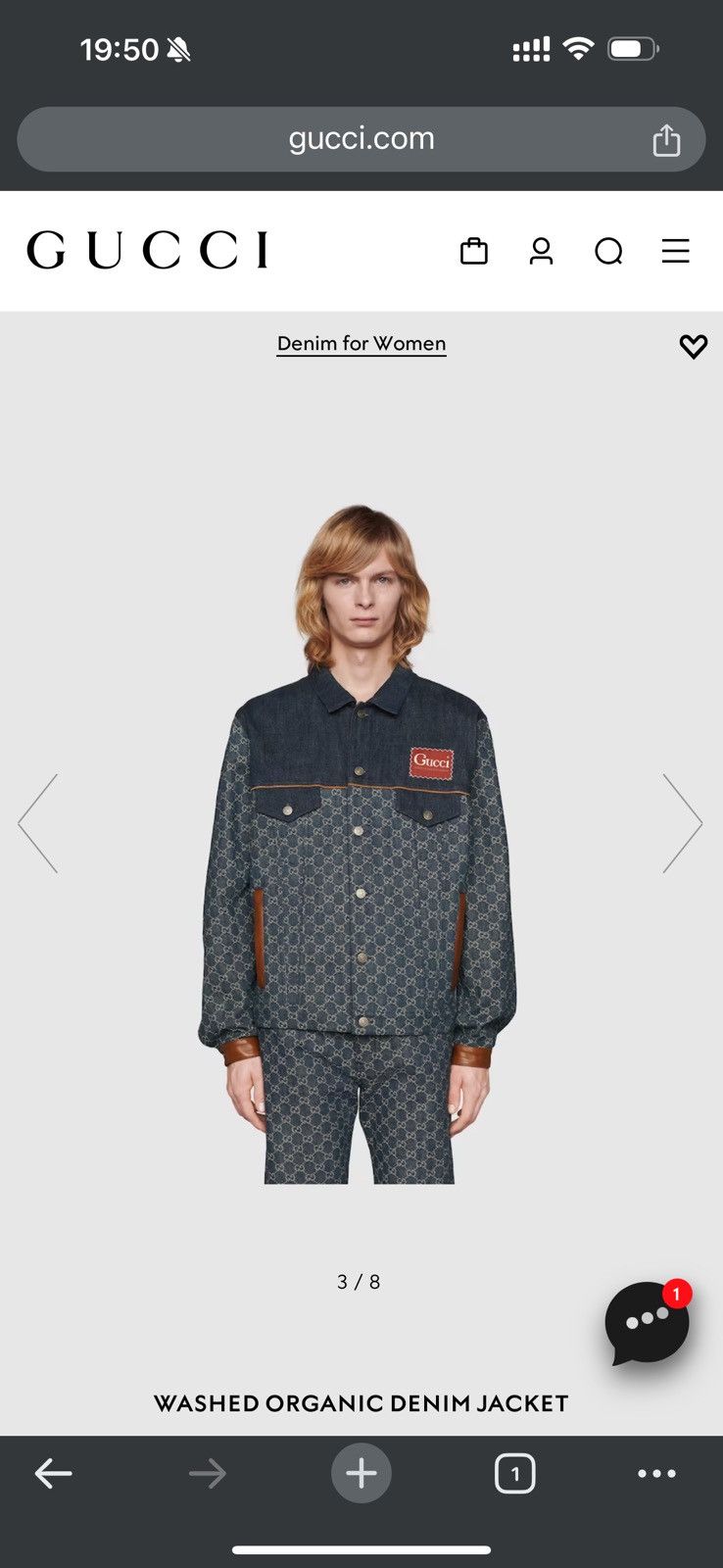 Gucci GUCCI WASHED ORGANIC DENIM JACKET Size US S / EU 44-46 / 1 - 2 Thumbnail