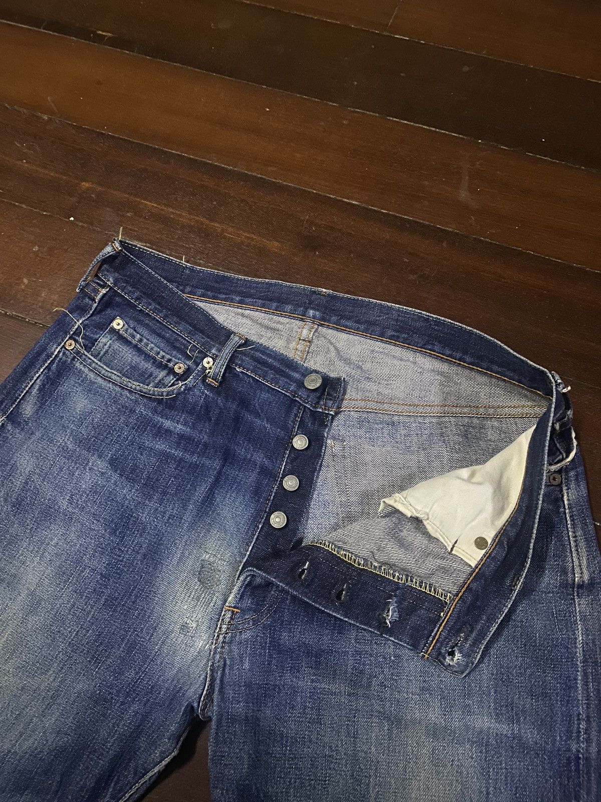 Orslow FIRE🔥 Vintage fullcount distressed wide leg selvedge denim Size US 36 / EU 52 - 11 Thumbnail