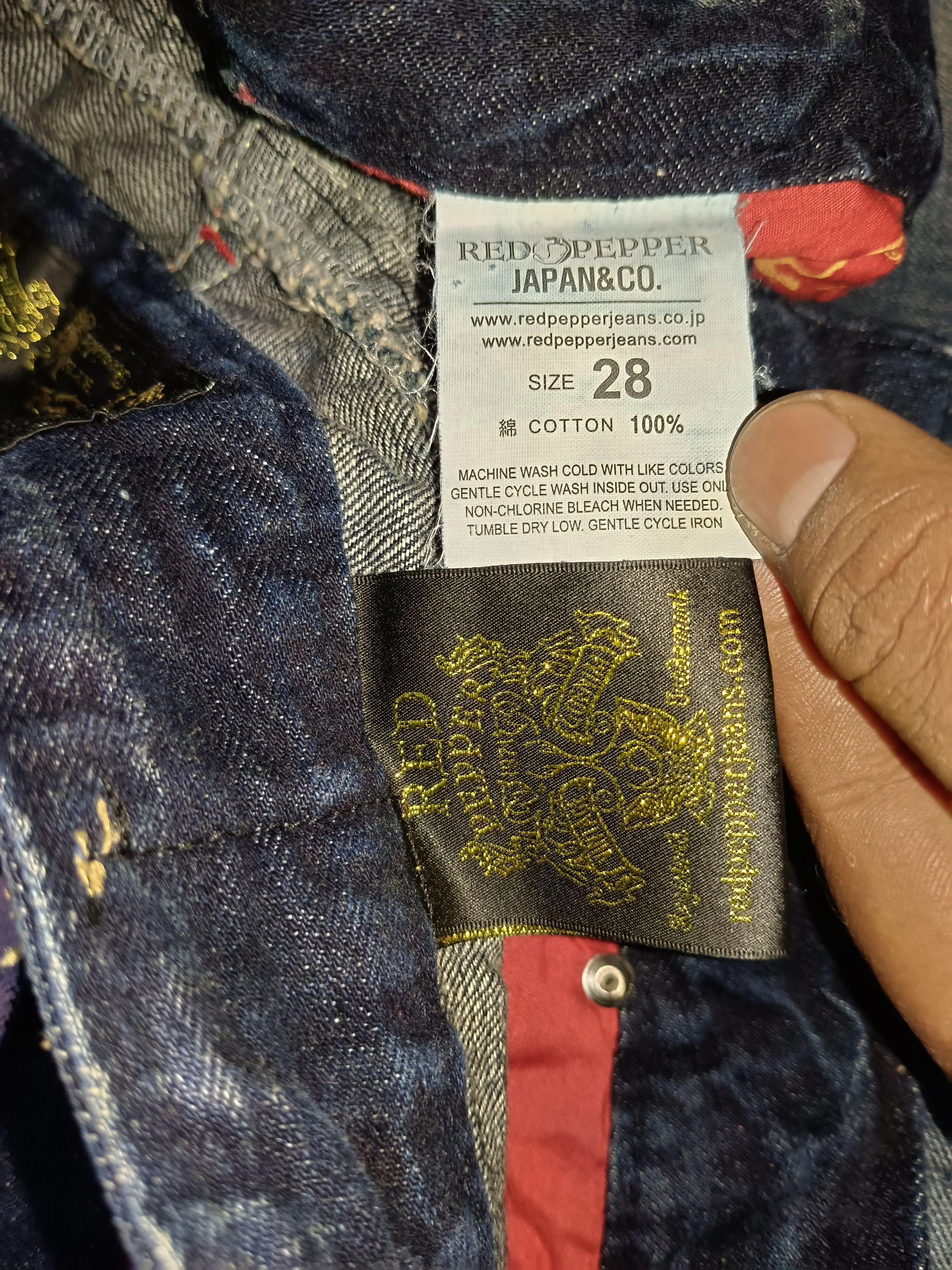 Ed Hardy Red Pepper Jeans MudWash Flare Embroided Flower Size US 30 / EU 46 - 10 Thumbnail