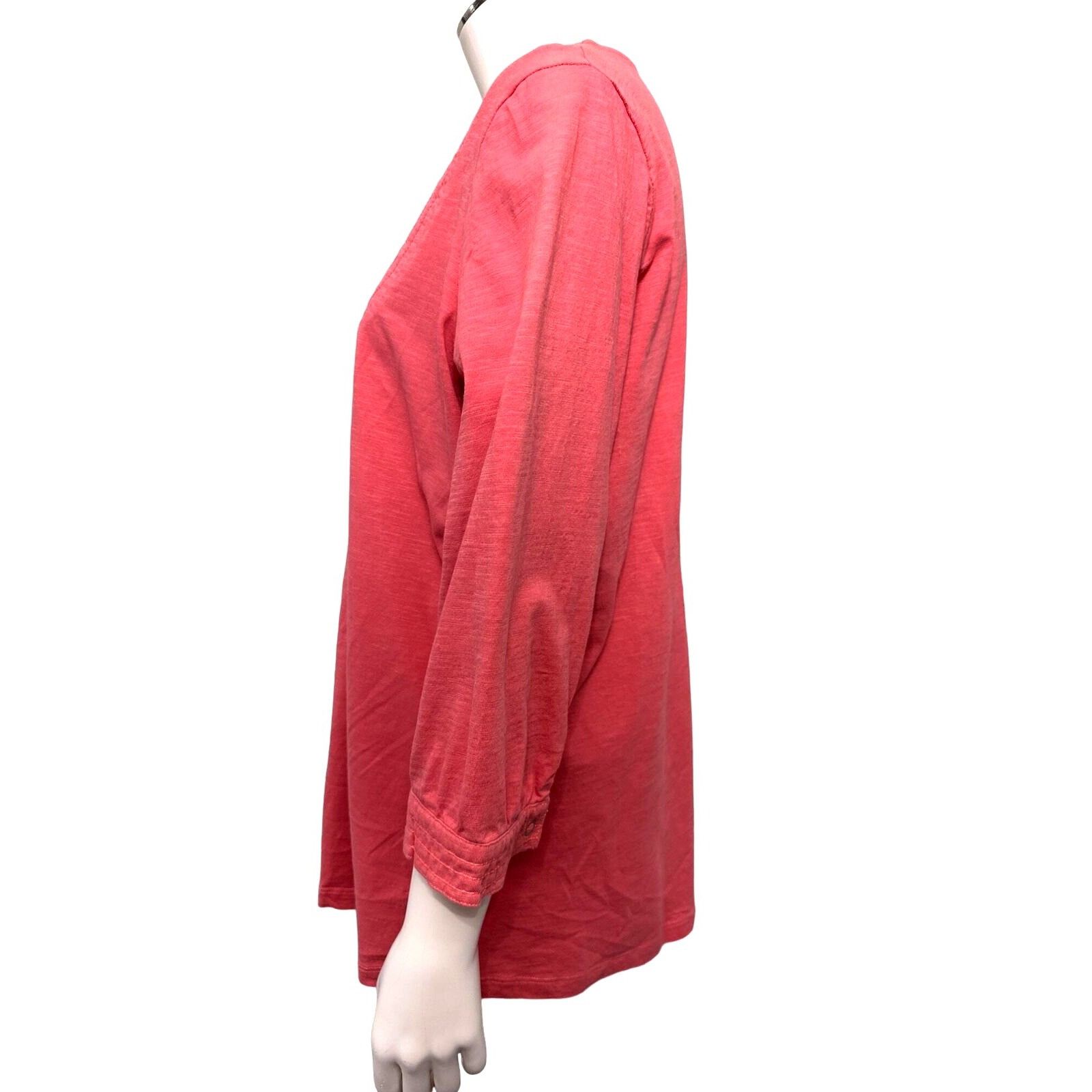Haband Adrian Delafield Salmon Pink Cotton Tunic Top With Button Fr Size L / US 10 / IT 46 - 3 Thumbnail
