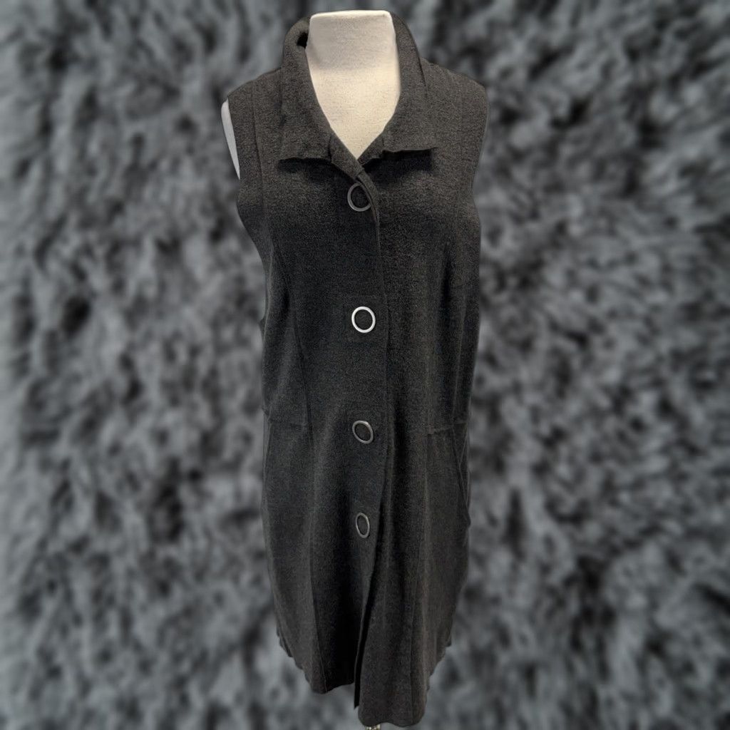 Habitat Habitat Vest XL Women’s Gray Lagenlook Snaps Pockets Mid-Length Sleeveless Felted Style Size XL / US 12-14 / IT 48-50 - 1 Thumbnail
