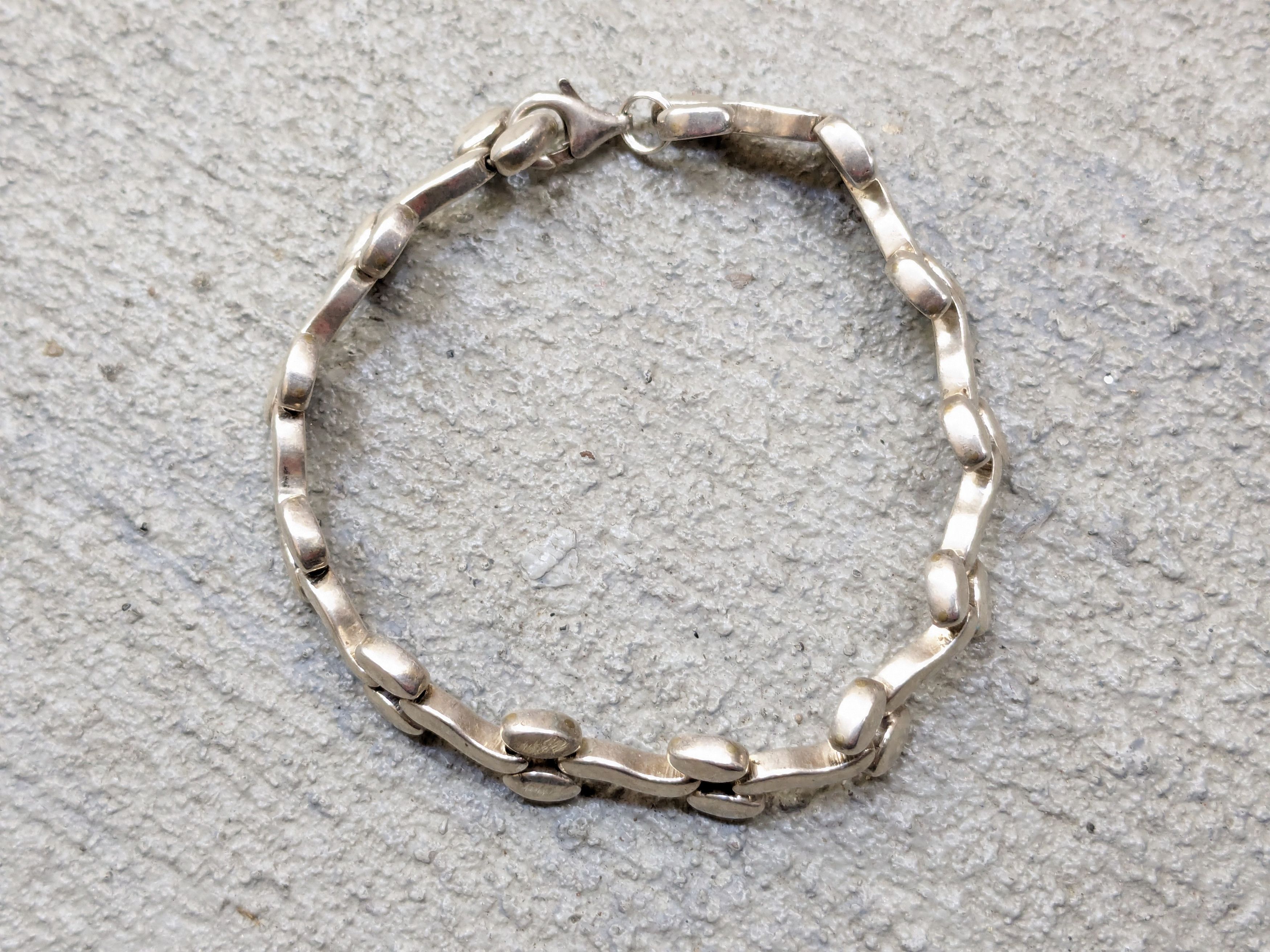 Other Vintage Sterling Silver Bracelet Link Chain 8" Biker Punk Size ONE SIZE - 7 Thumbnail