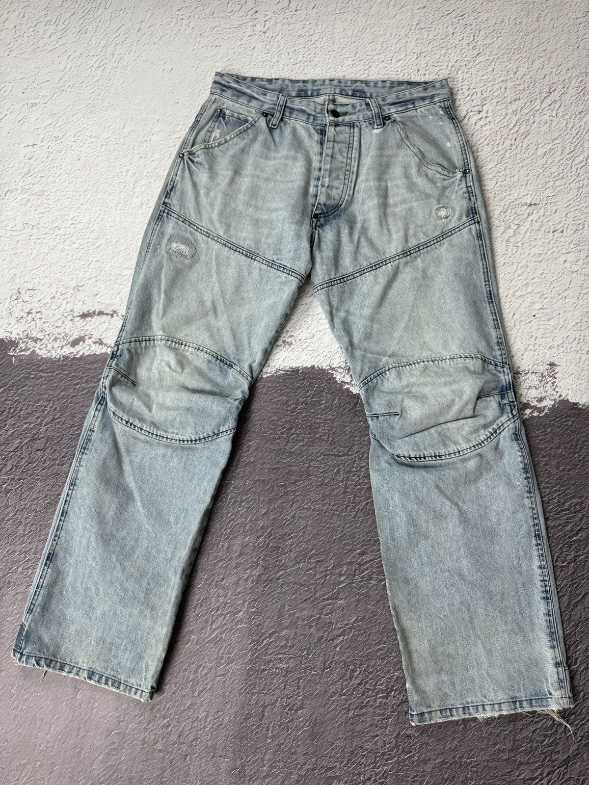 G-Star G-Star Raw Elwood vintage light blue double knee denim jeans Size US 32 / EU 48 - 1 Thumbnail