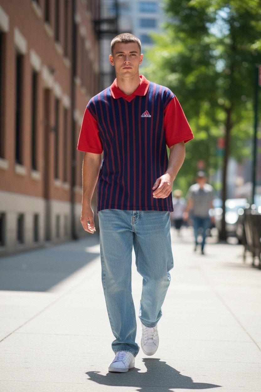 Adidas Adidas Vintage Striped Polo Tee Size US M / EU 48-50 / 2 - 1 Thumbnail