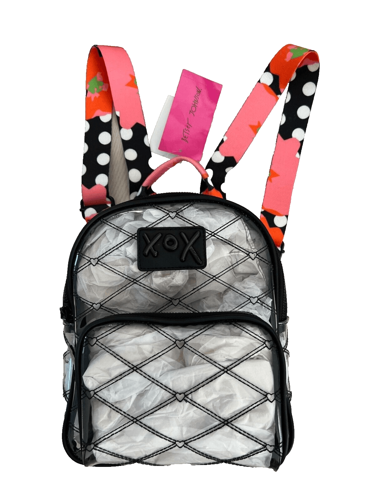 Betsey Johnson Clear Black Multi Strap Backpack Bag XOX