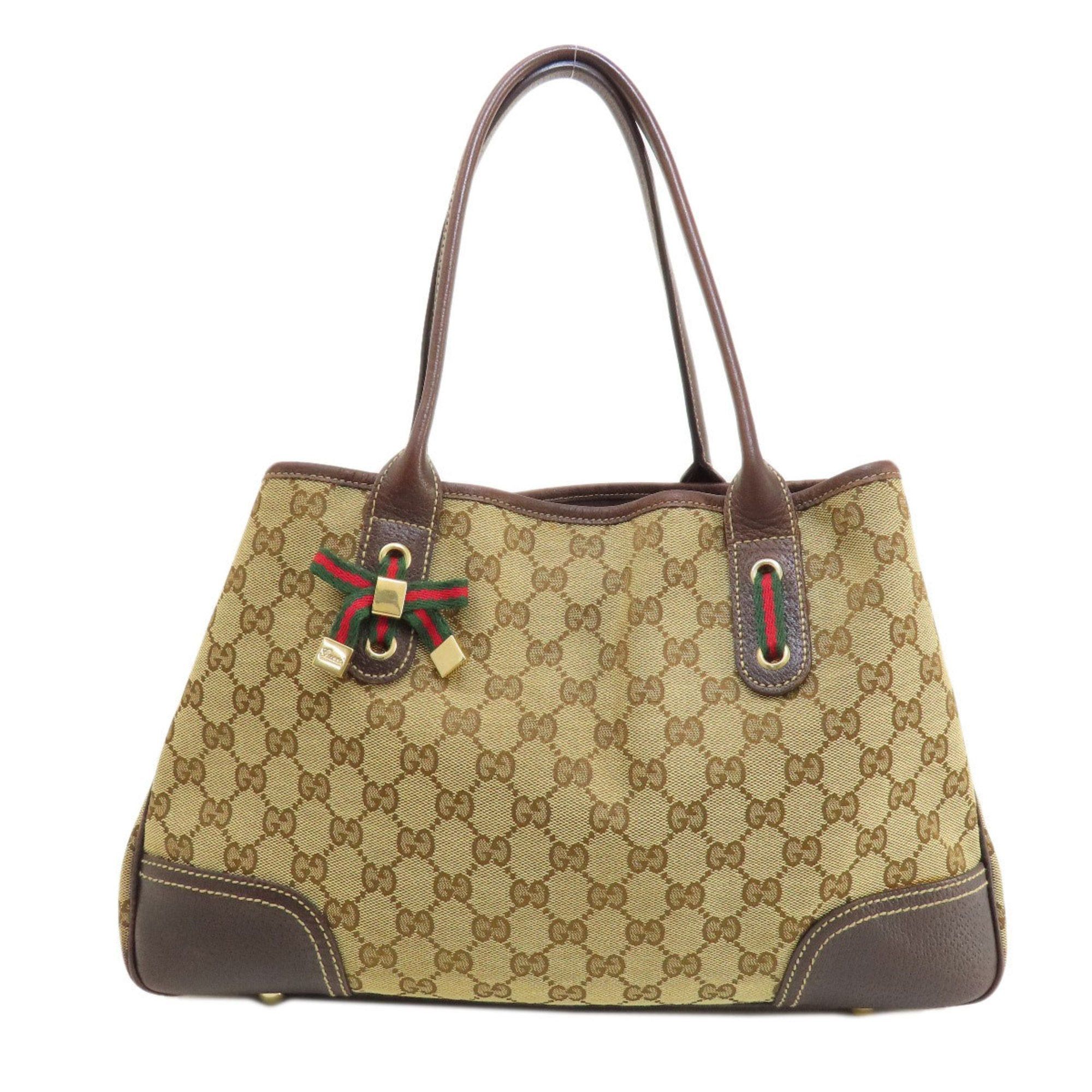 image of Gucci 163805 GG Sherry Line Tote Bag Canvas Women's in Brown