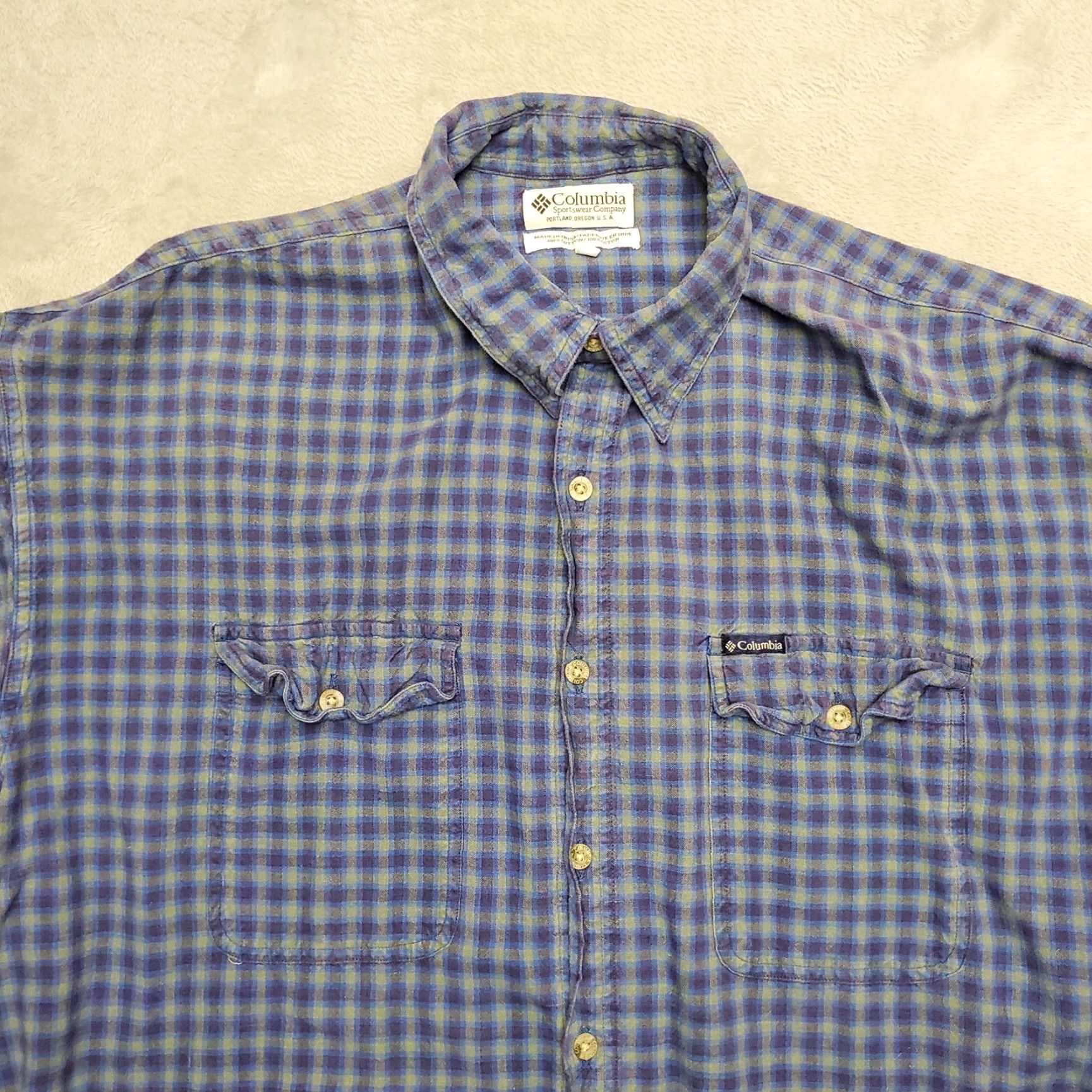 Vintage Columbia Shirt Men XXL Blue Plaid 100% Cotton Flannel Outdoor Long Sleeve Casual Size US M / EU 48-50 / 2 - 2 Thumbnail