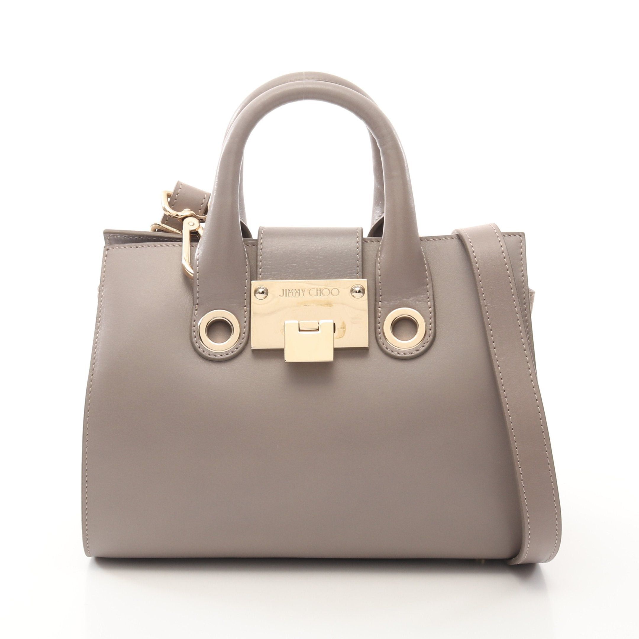Jimmy Choo Jimmy Choo Riley S Small Handbag Leather Suede Gray Beige Size ONE SIZE - 1 Thumbnail