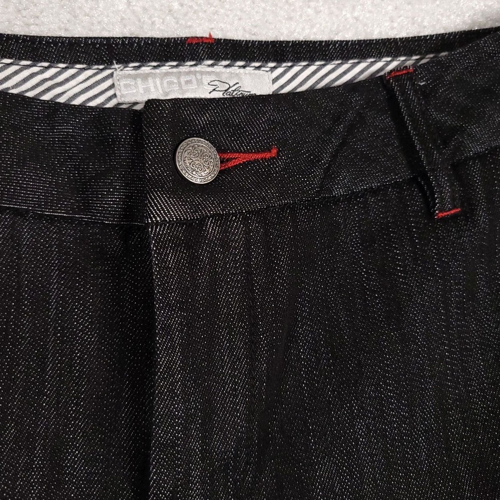 Vintage Chicos Platinum Jeans Women's 0.5 Tall Black Retro Mid Rise Flare 29x32 Jeans Chico's Brand Womens Mens? Size 29" - 5 Thumbnail
