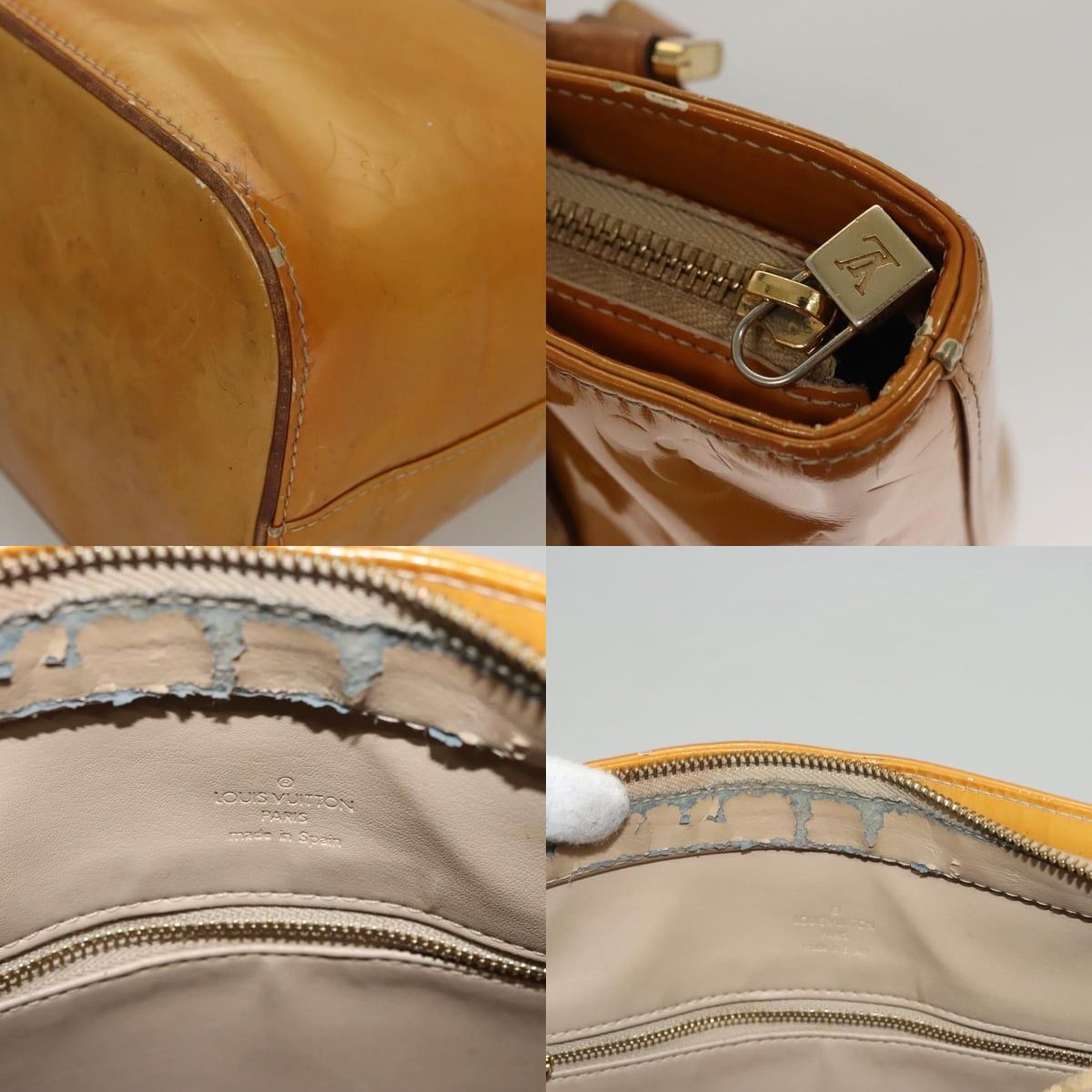 Louis Vuitton LOUIS VUITTON Monogram Vernis Houston Hand Bag Jaune M91121 Size ONE SIZE - 11 Thumbnail