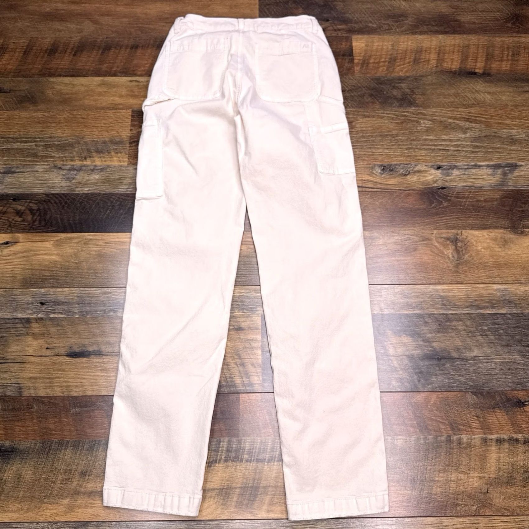 American Eagle Outfitters American Eagle High Rise Straight Pants Womens 0 Regular Beige Stretch Chino Logo City Casual Travel Size 25" / US 0 / IT 36 - 3 Thumbnail