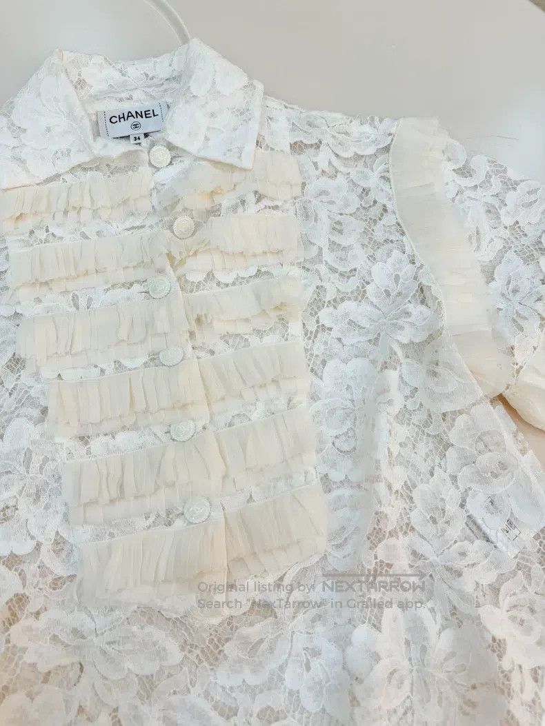 Chanel Chanel Cream Cake Lace Short Sleeve Size XXS / US 00 / IT 34 - 5 Thumbnail