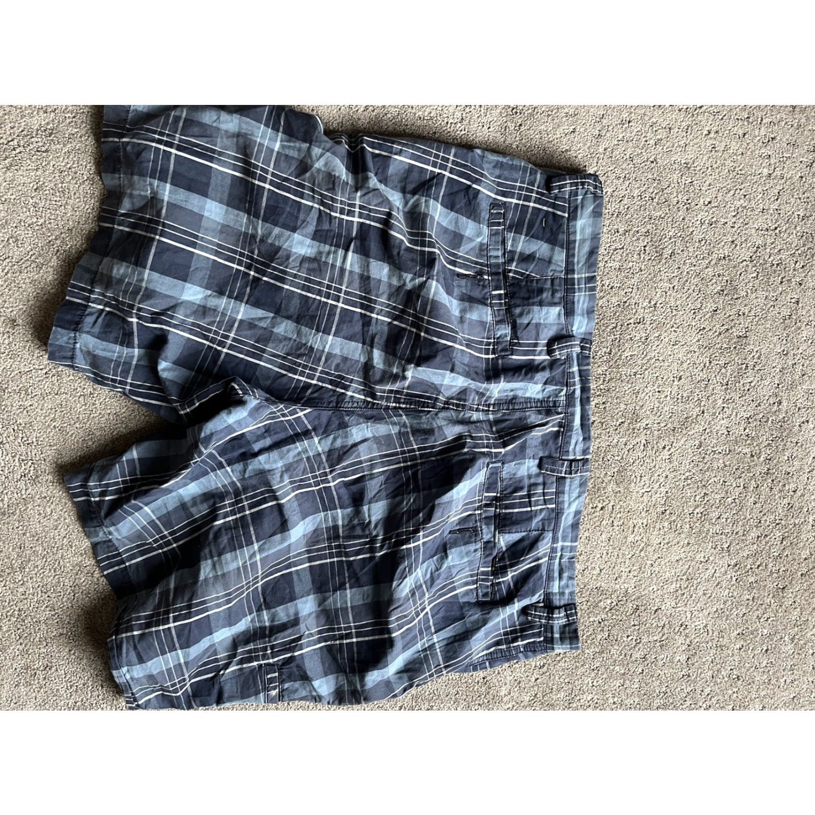 Dockers DOCKERS Bermuda Shorts 40 Blue Plaid Flat Front Casual Cotton Men Short 40 Regular Belt Loops Pockets Vintage No Mens Size US 40 / EU 56 - 2 Thumbnail