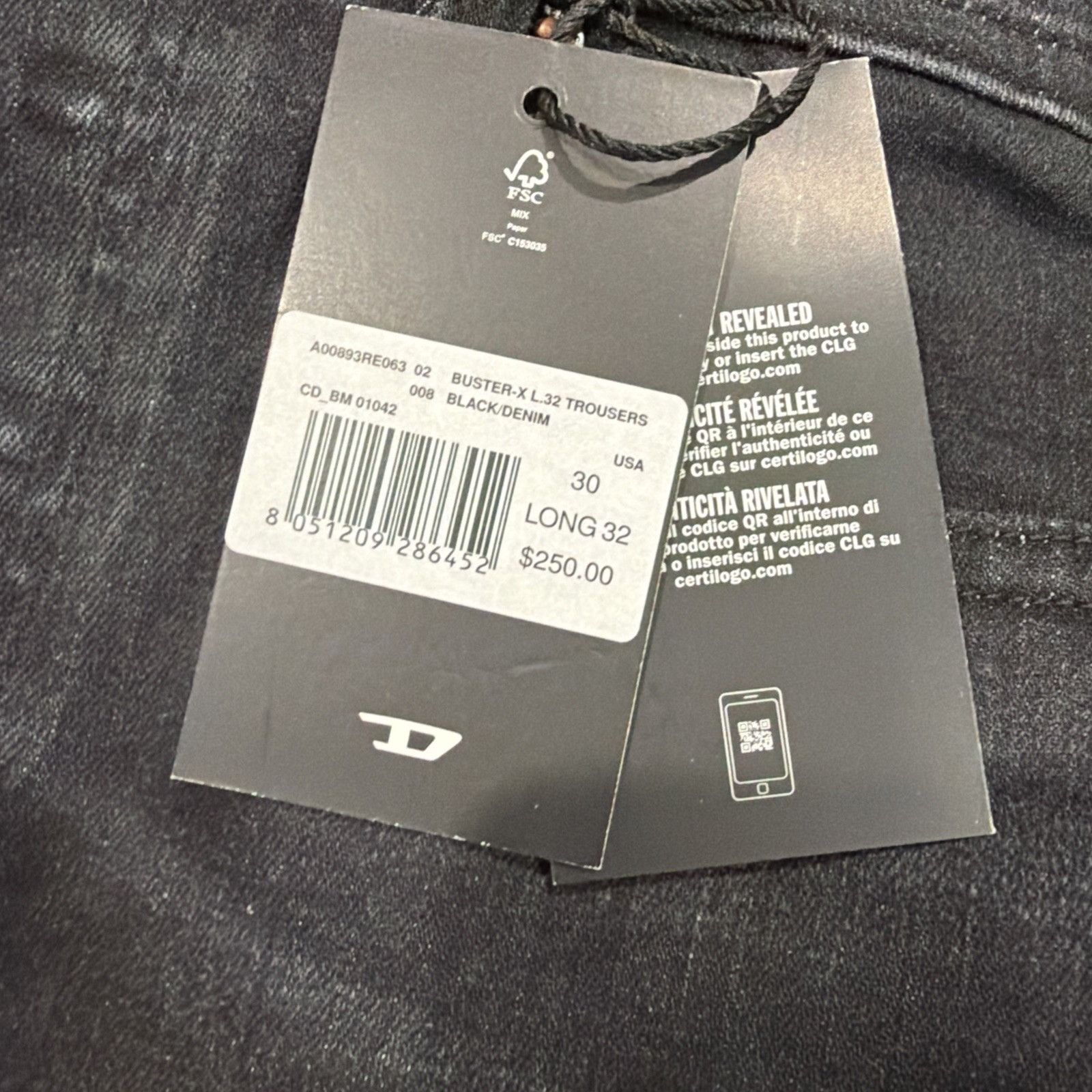 Diesel Diesel Mens Buster Tapered Jeans RE063 Black $250 Size 30/32 Size US 30 / EU 46 - 7 Thumbnail