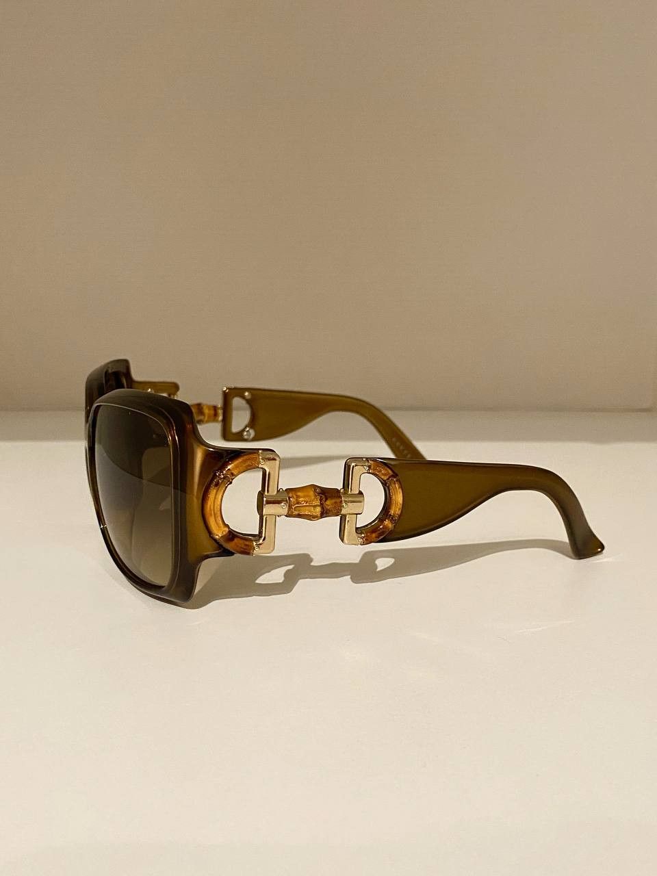 Gucci Gucci Horsebit GG Logo Bamboo Oversized Sunglasses Vintage Size ONE SIZE - 9 Thumbnail