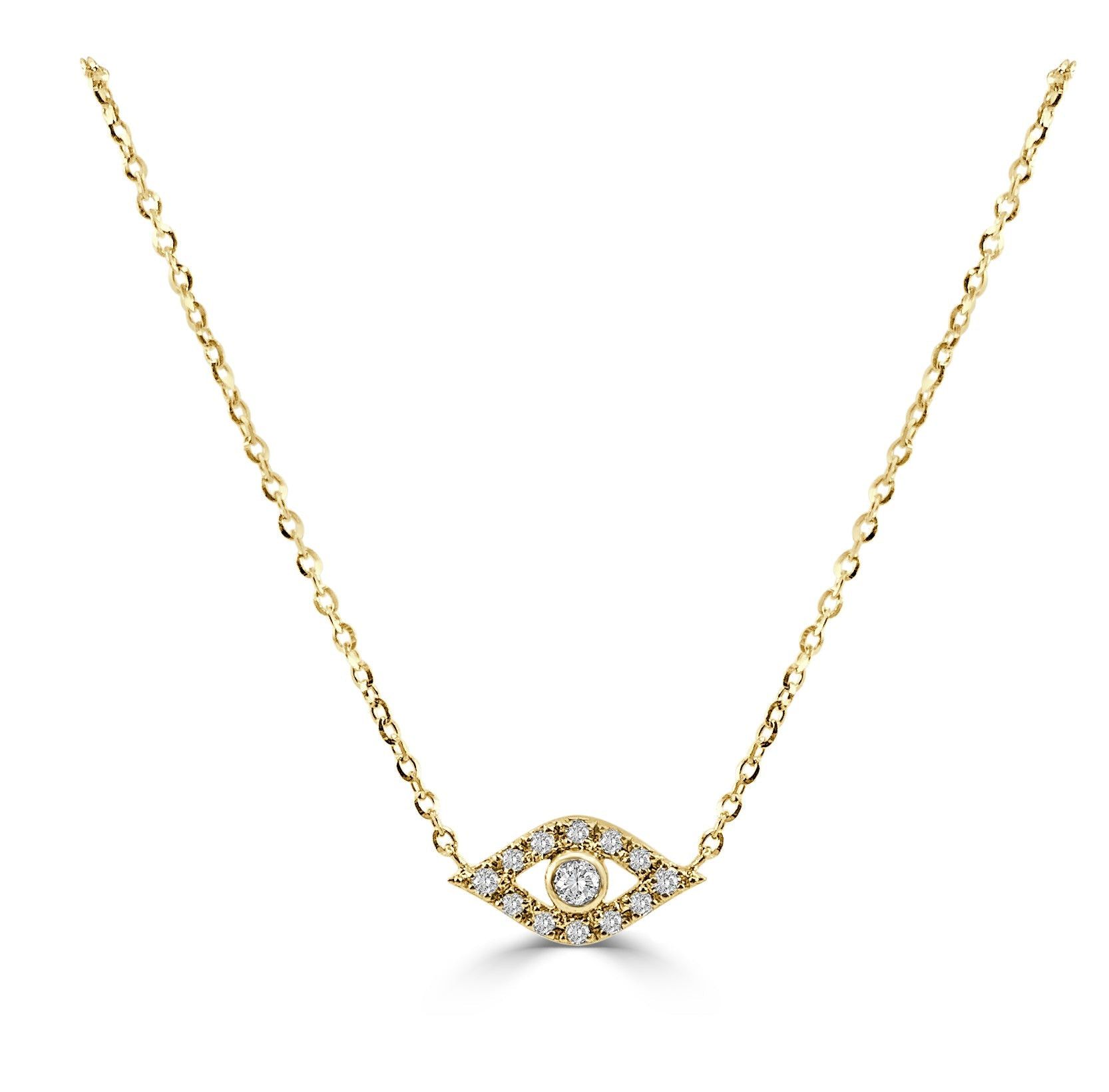 image of Tiffany Co 14K Yellow Gold & Diamond Evil Eye Necklace, Women's