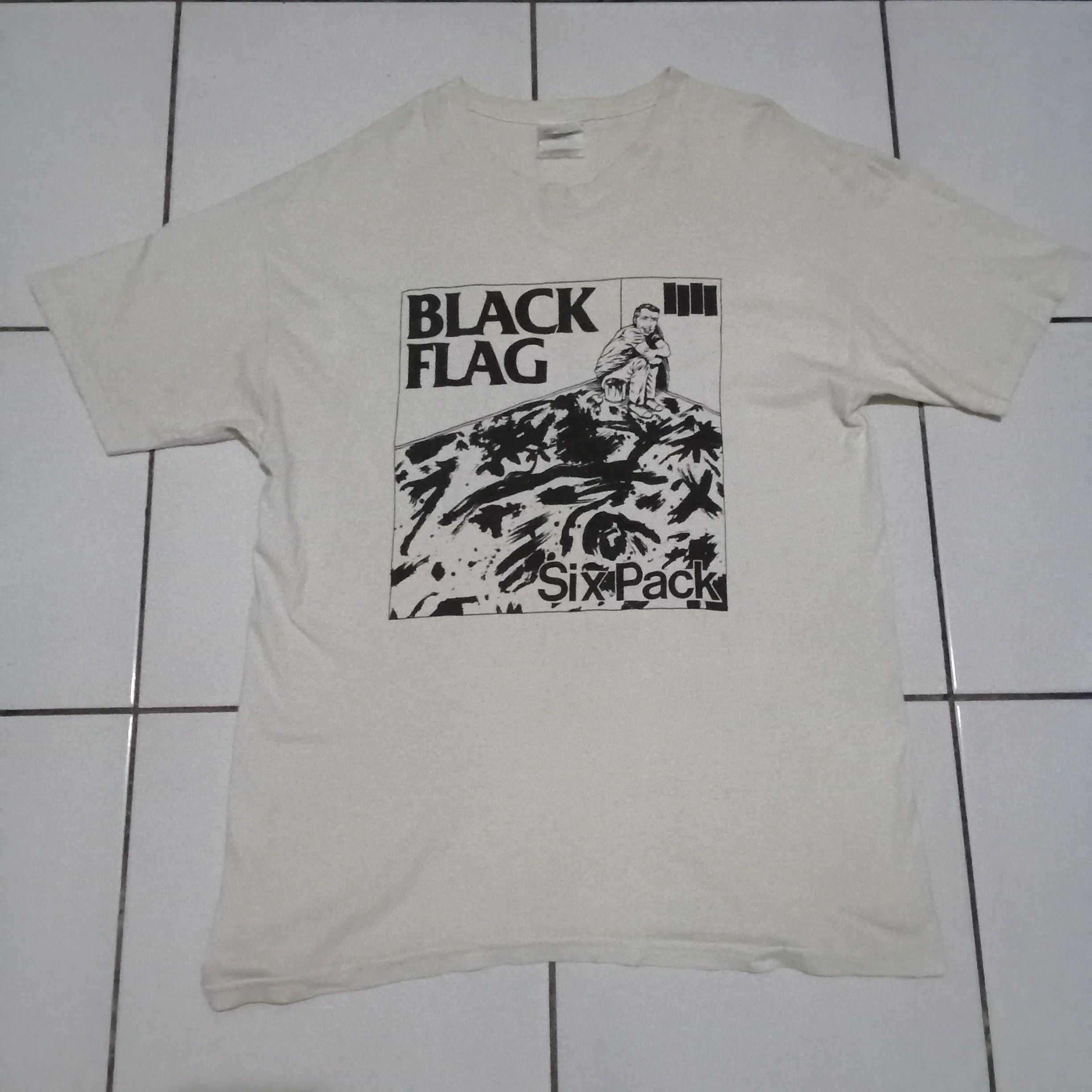 90s USA製black Flag Police Story T フェード Band Tees Black Flag