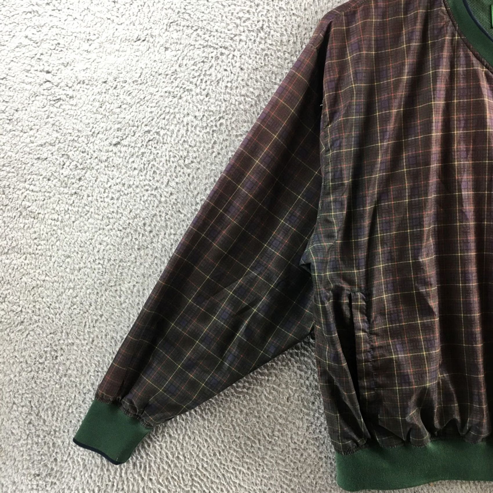Vintage Cabela's Jacket Mens XL Green Plaid V-Neck Pullover Windbreaker Ribbed Trim Shirt Size US XL / EU 56 / 4 - 4 Thumbnail
