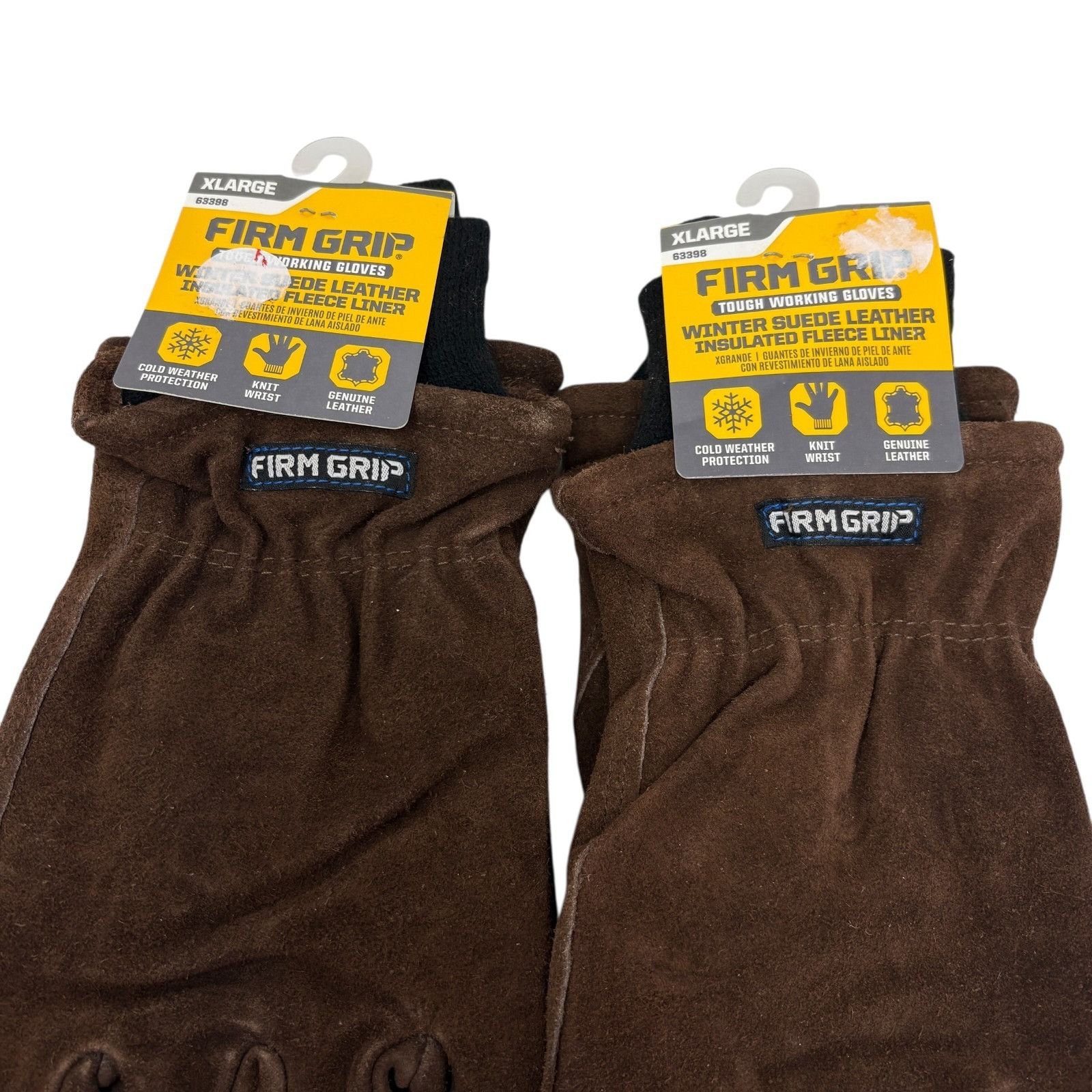 Other Lot Of 2 - XL FIRM GRIP Winter Suede Leather Work Gloves Ins Size ONE SIZE - 2 Thumbnail