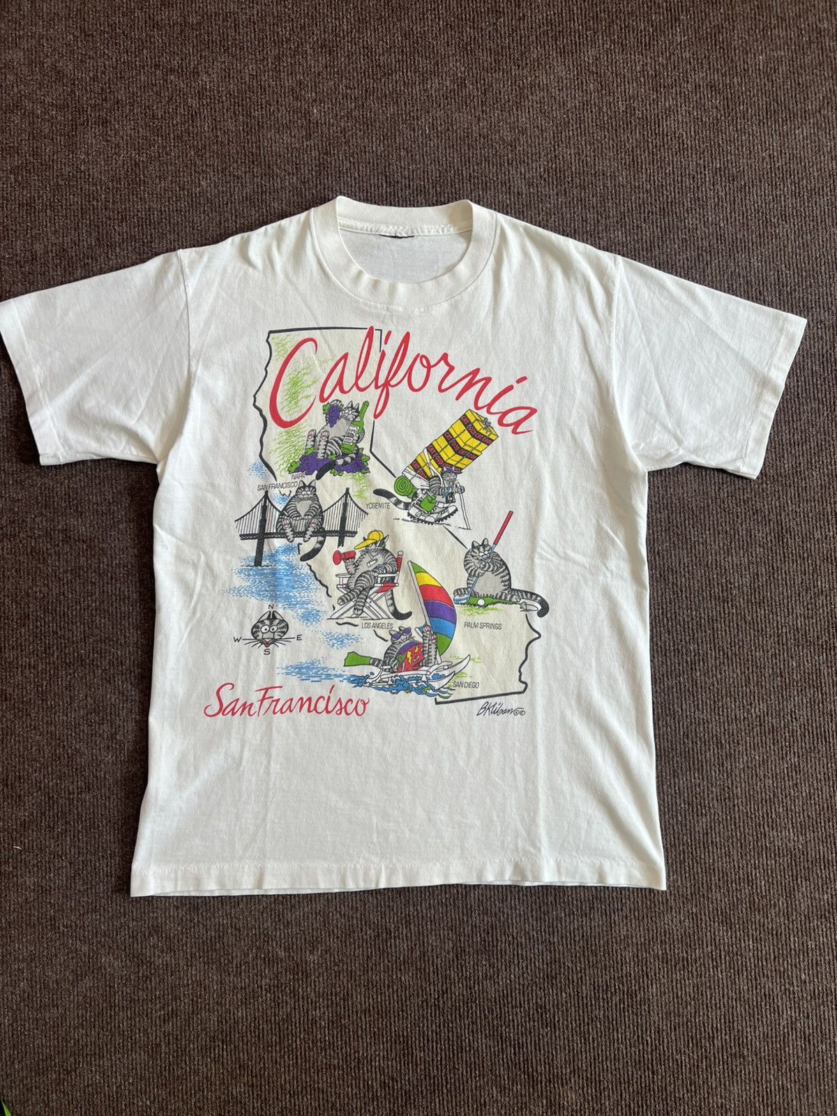 Vintage Vintage 90s B. Kliban Cat California Map San Francisco Tee Size US XL / EU 56 / 4 - 4 Thumbnail