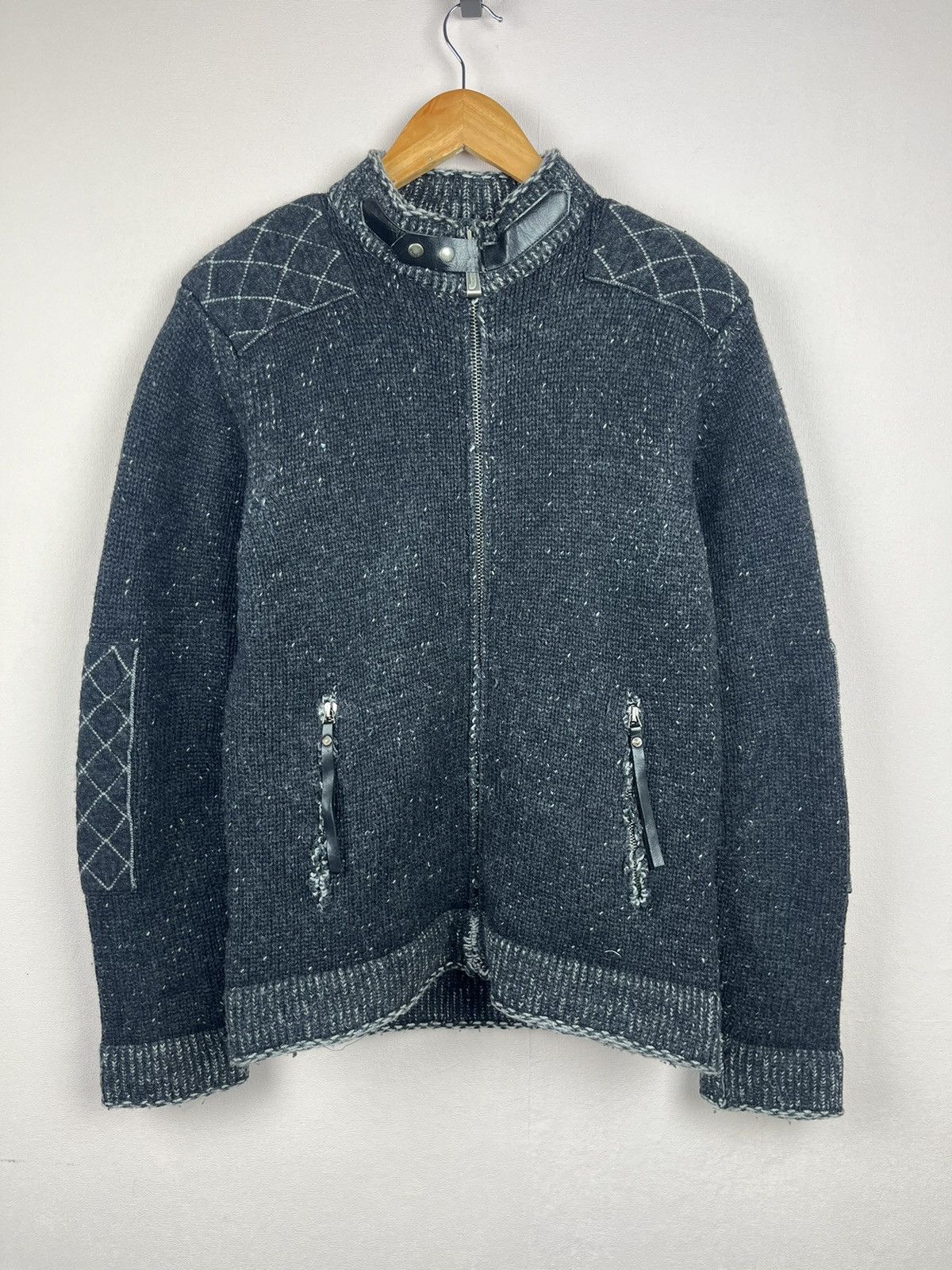 Just Cavalli Just Cavalli Thick Knit Charcoal Black Wool Zip Military Size US S / EU 44-46 / 1 - 1 Thumbnail