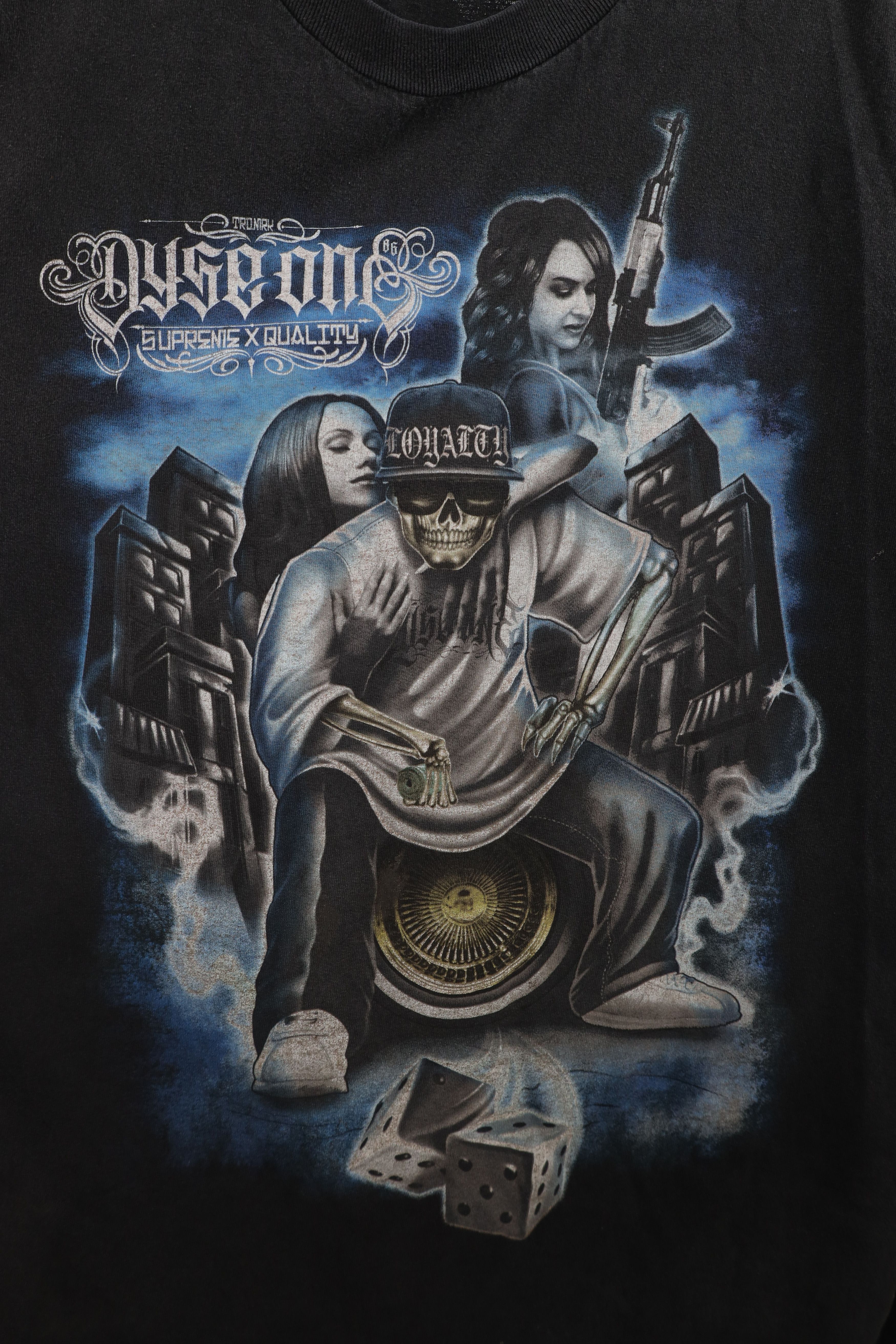 Vintage Vintage Y2K Streetwear Girl Gangster Dice Skeleton T-Shirt Size US XXL / EU 58 / 5 - 4 Thumbnail