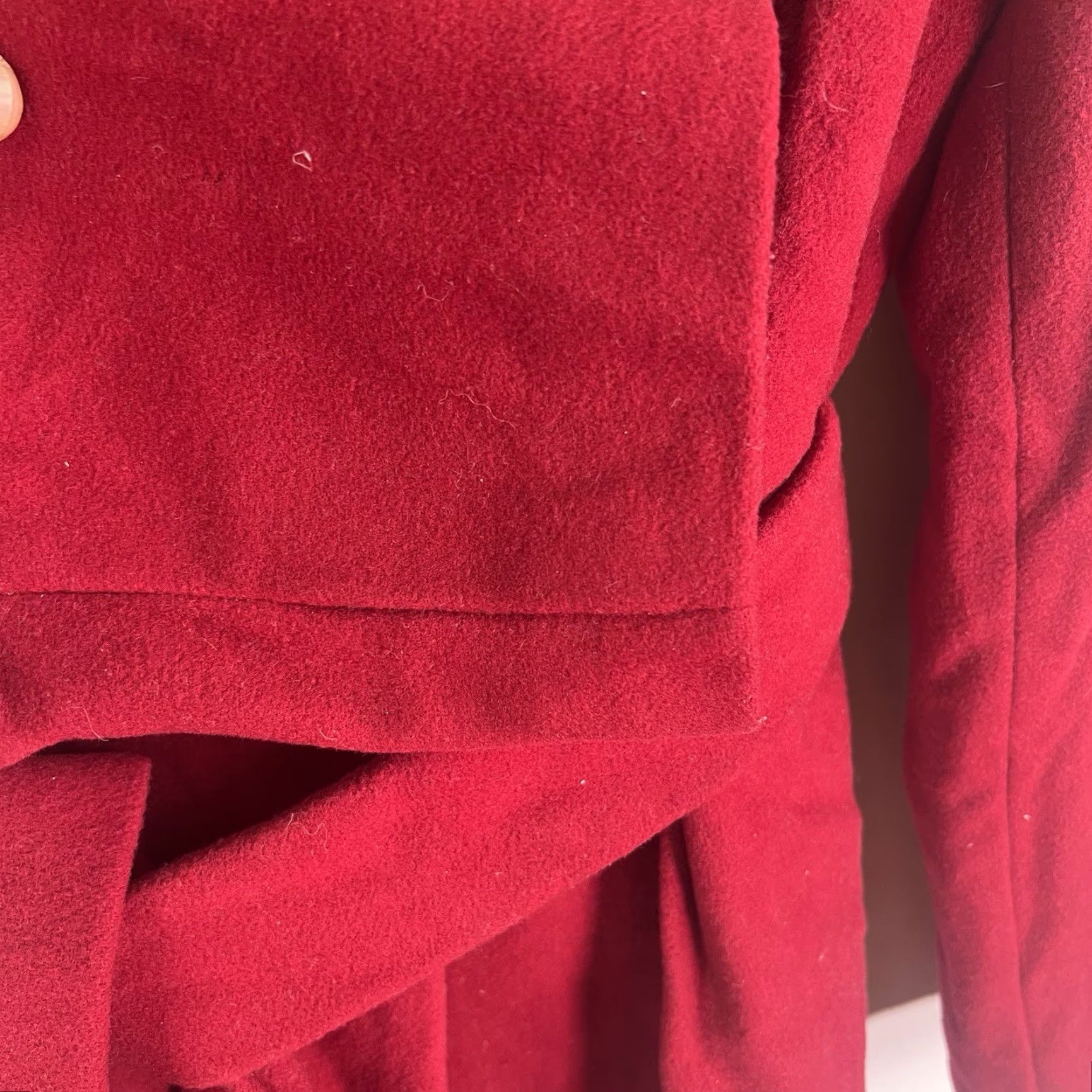 Mackintosh VINTAGE Mackintosh Wool Blend Overcoat Womens XL Long Red Fall Winter 90s Classic Leather Accents Size XL / US 12-14 / IT 48-50 - 5 Thumbnail