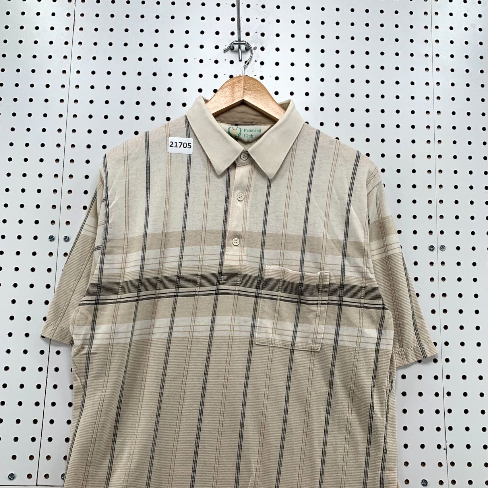 Vintage VINTAGE Palmland Club Shirt Mens Large Brown Beige Striped Polo Shirt Size US L / EU 52-54 / 3 - 5 Thumbnail