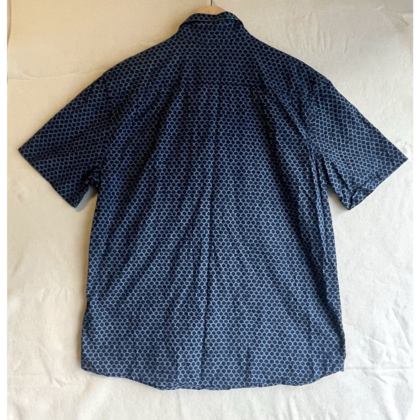 Faherty Faherty Mens Short Sleeve Button-Up Shirt Geometric Scale Pattern Blue Large Regular Size L Size US L / EU 52-54 / 3 - 2 Thumbnail
