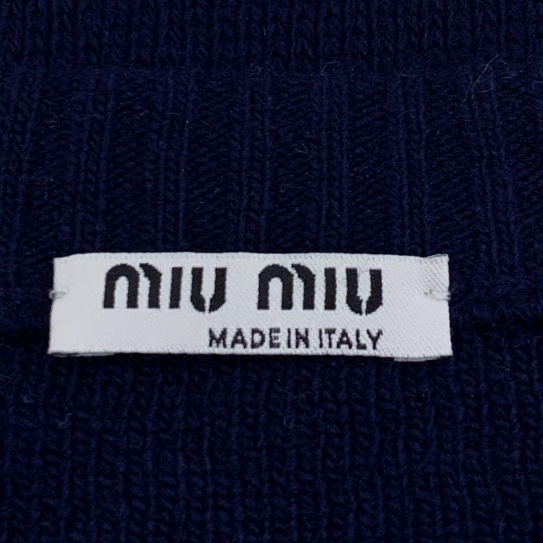 Prada Miu Miu Navy Wool Sweater with Embroidery-2506 Size S / US 4 / IT 40 - 6 Thumbnail