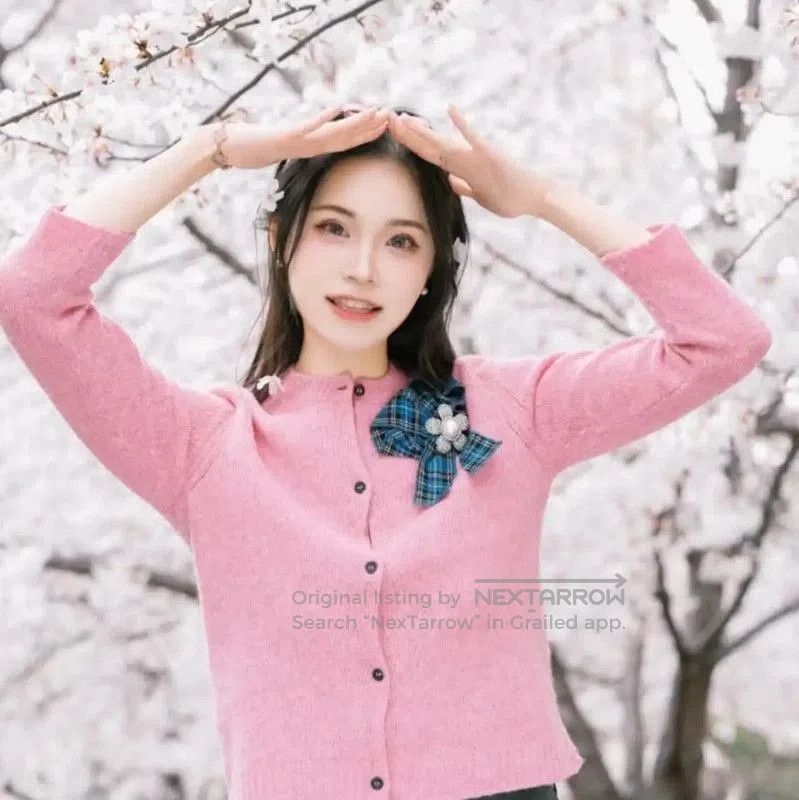 Miu Miu Miu Miu Pink Cotton Cardigan with Bow . Size L / US 10 / IT 46 - 7 Thumbnail