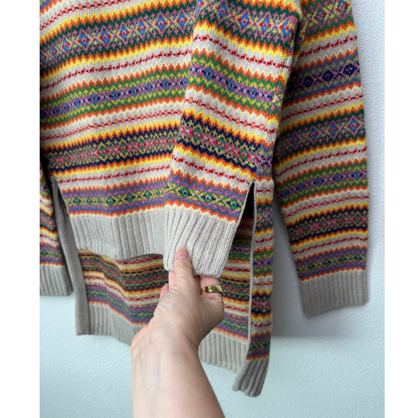 Stella McCartney Stella McCartney Multicolor Zigzag Wool 10 High Low Sweater Size L / US 10 / IT 46 - 7 Thumbnail