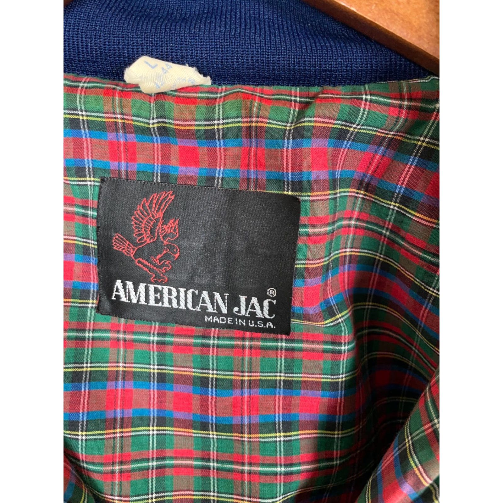 Vintage VINTAGE American JAC Bomber Jacket Blue Plaid Lined | Men’s Large | 80s Retro Casual Zip Pocket Coat Size US L / EU 52-54 / 3 - 3 Thumbnail