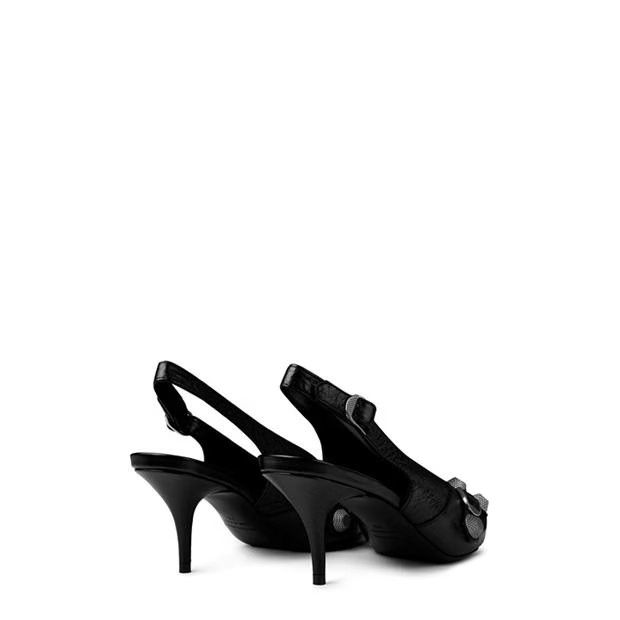 Balenciaga o1g2r1mq0924 Cagole Slingbacks Leather Pumps in Black Nikel Size US 6 / IT 36 - 4 Thumbnail