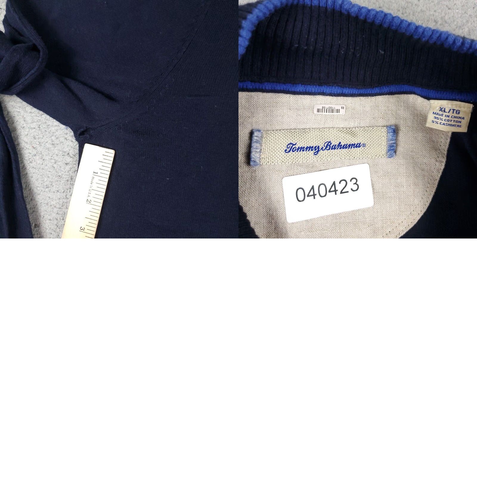 Tommy Bahama Tommy Bahama Mens XL Blue 1/4 Zip Pullover Sweater Size US XL / EU 56 / 4 - 8 Thumbnail