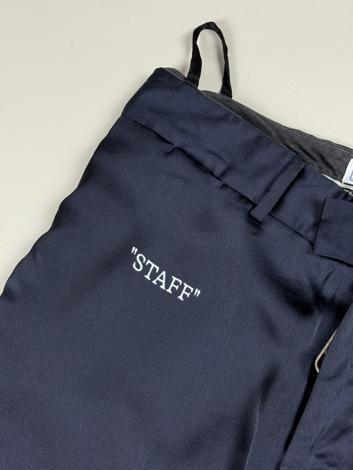 Off-White Off White Men’s Satin Dress Pants “Staff” Logo Trousers Size US 32 / EU 48 - 11 Thumbnail